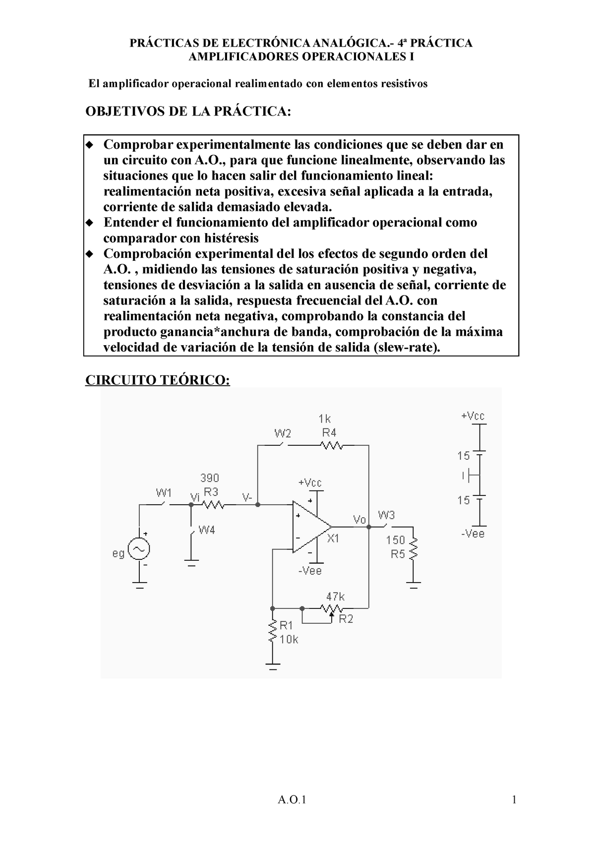 Practica 4 2006 - AMPLIFICADORES OPERACIONALES I El Amplificador ...
