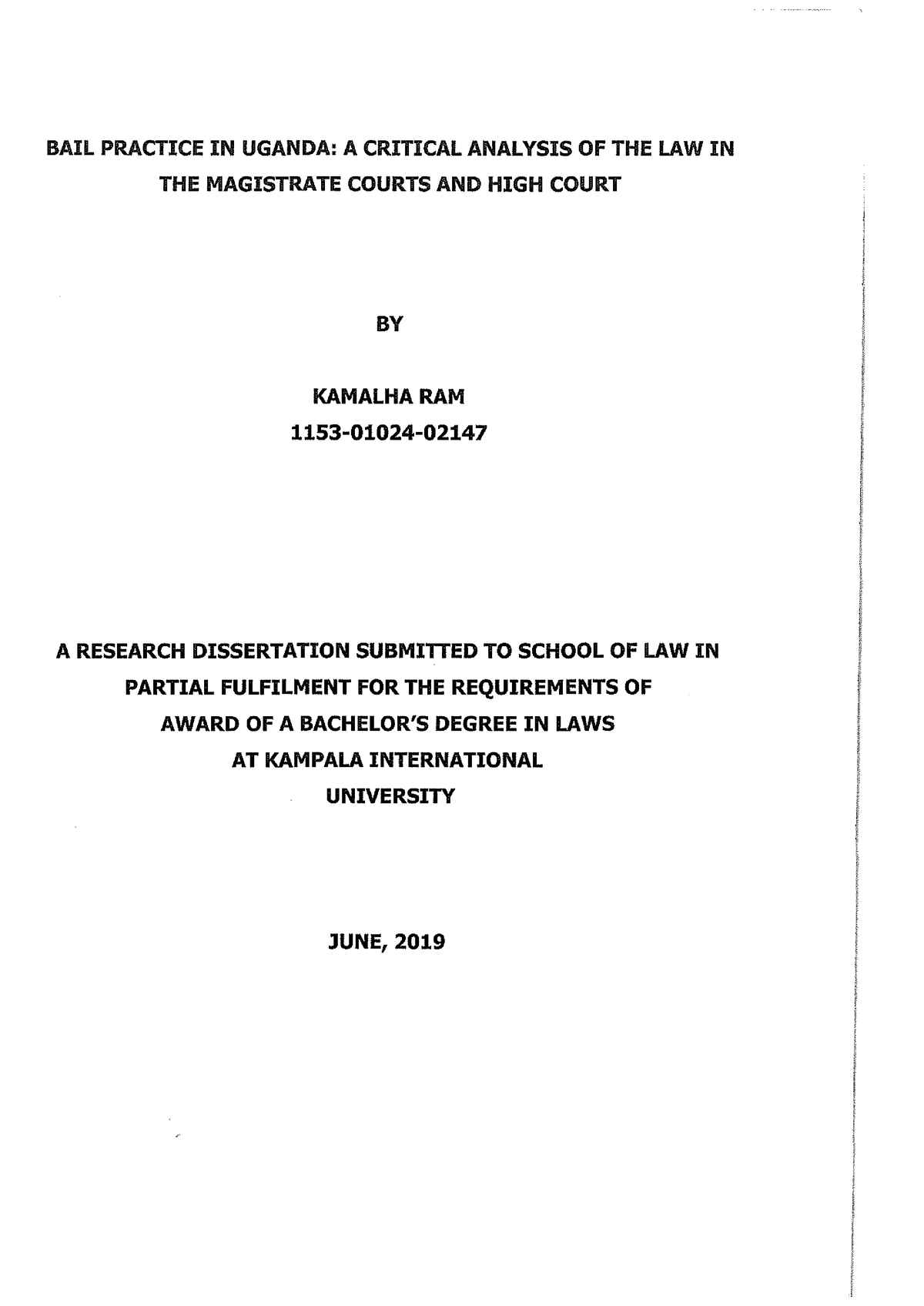 dissertation on bail in india