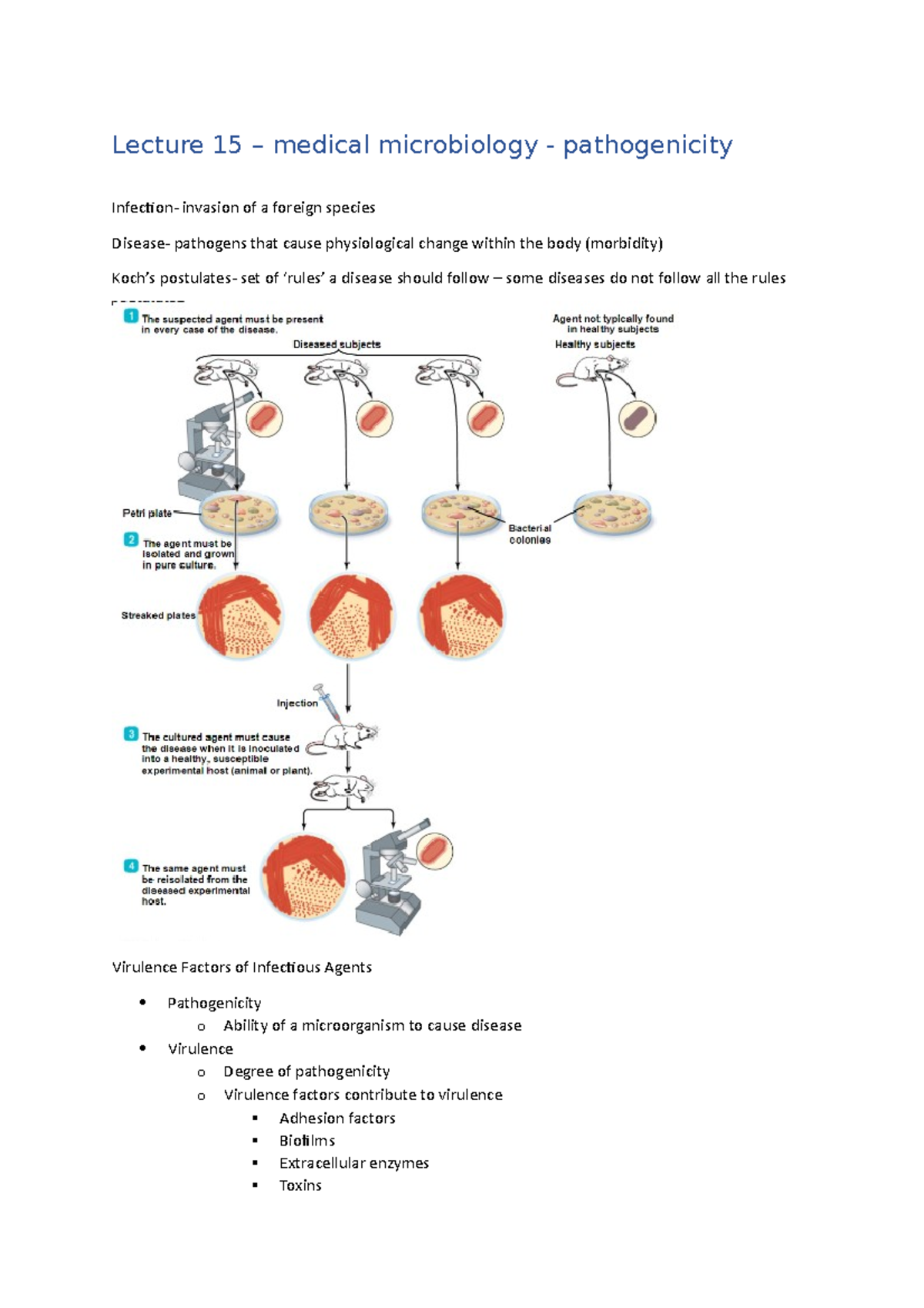 Lecture 15 pathogenicity - Lecture 15 – medical microbiology ...