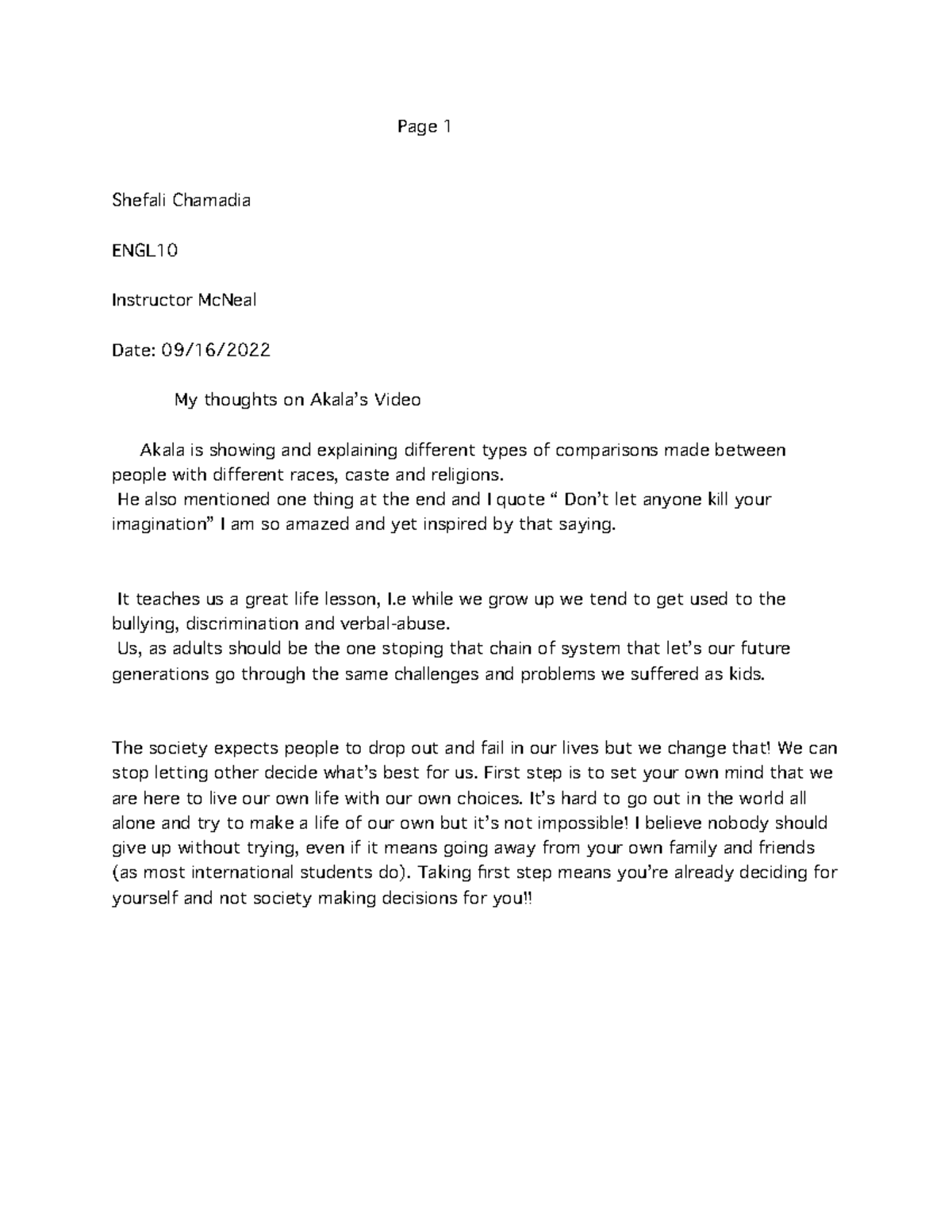 Blank assignment page 1 shefali chamadia engl instructor mcneal