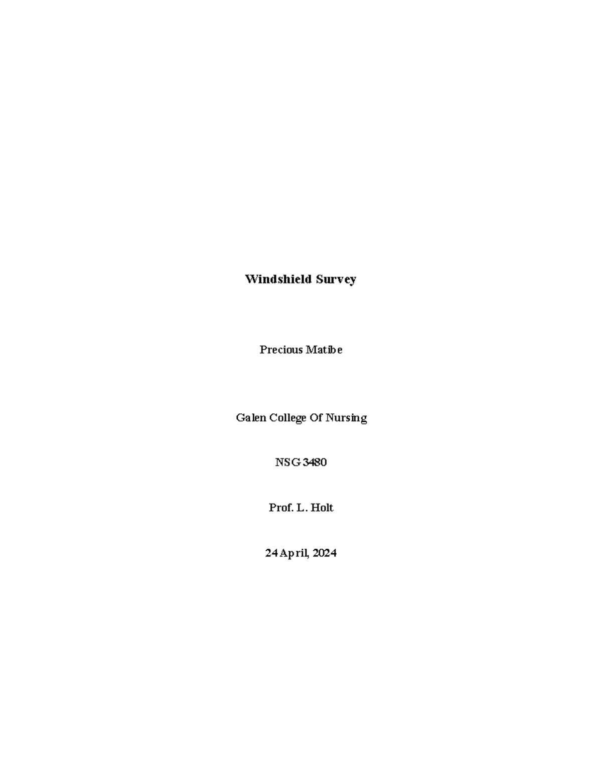 Windshield Survey - Windshield Survey Precious Matibe Galen College Of ...