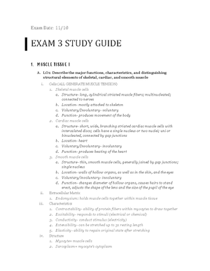 BSC 215 Anatomy and Physiology 1 Exam I Study Guide - BSC 215 Anatomy ...