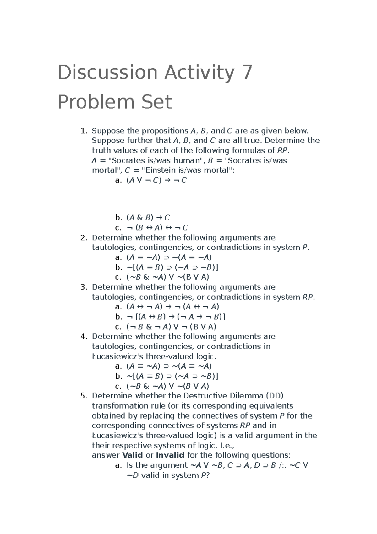 Discussion Activity 7 Problem Set - Discussion Activity 7 Problem Set ...