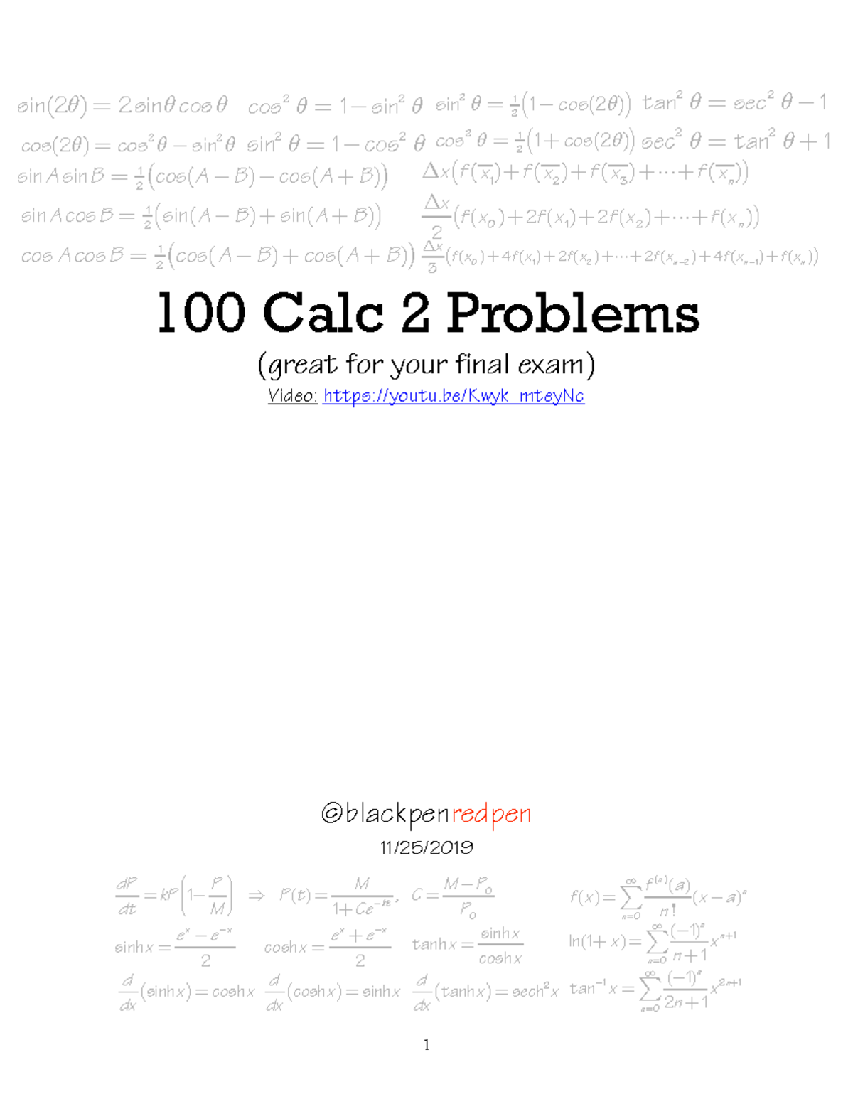 100 Calc 2 Problems - This is a practice doc - 100 Calc 2 Problems ...