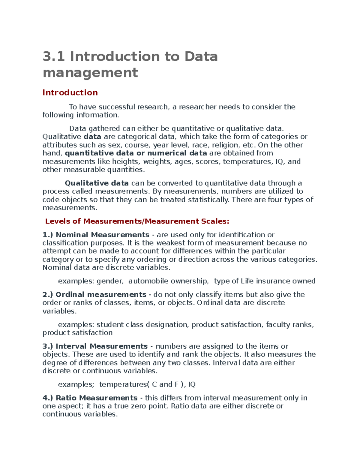 Module 3 - hope this helps - 3 Introduction to Data management ...