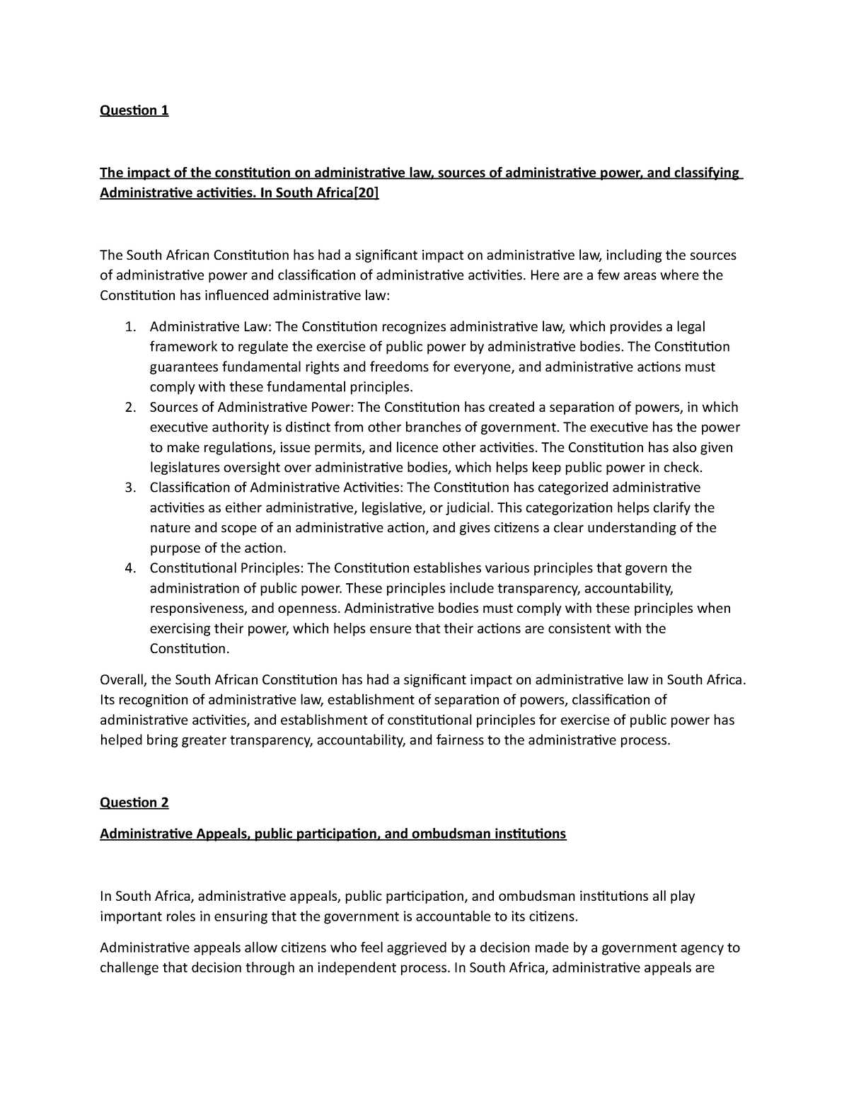 ADL test preparation (Lufuno) - Question 1 The impact of the ...