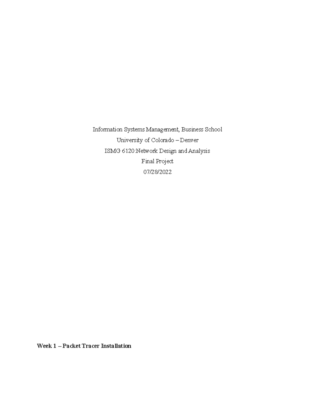 ISMG6120 Project HI - Network design - Information Systems Management ...