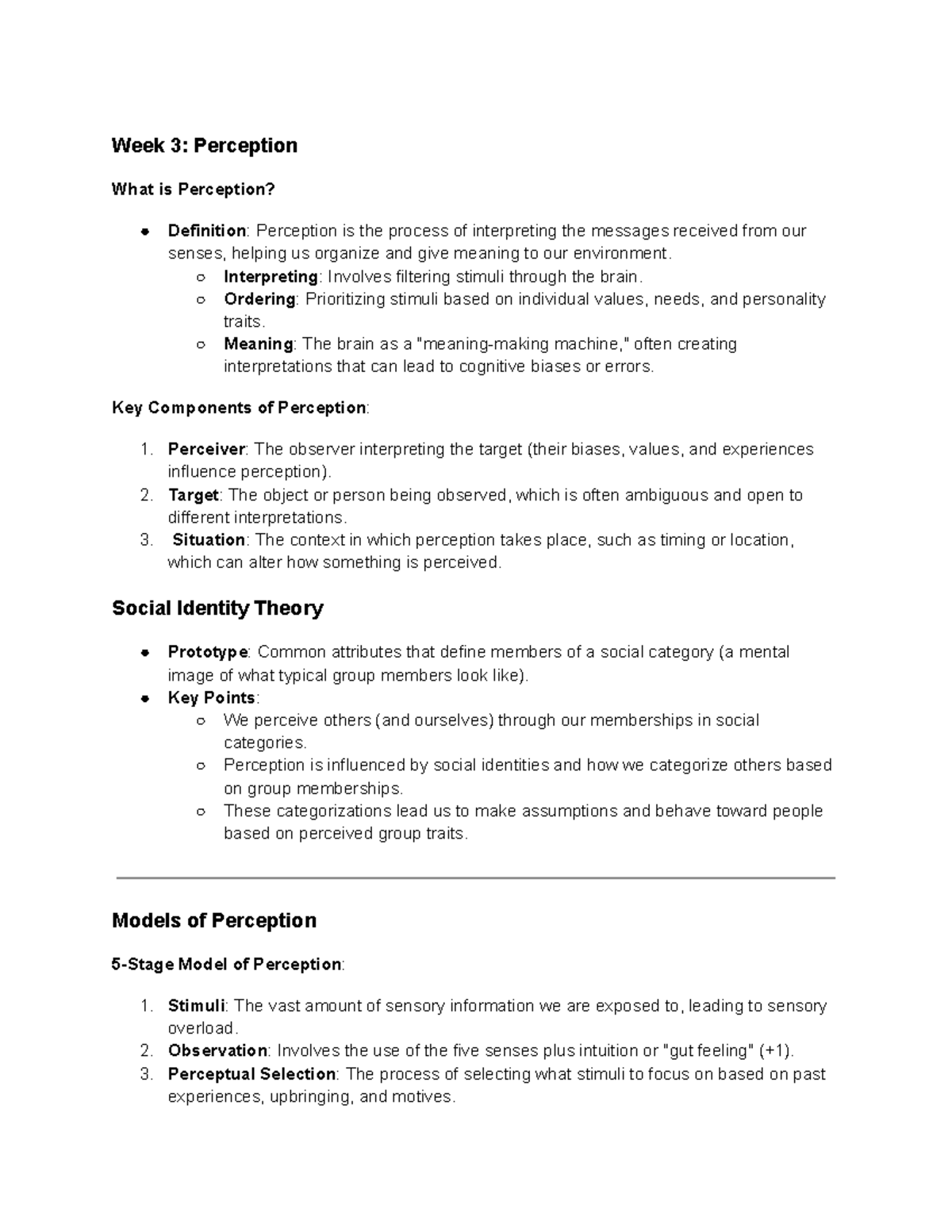 SME Topic - Perception - Week 3: Perception What is Perception ...