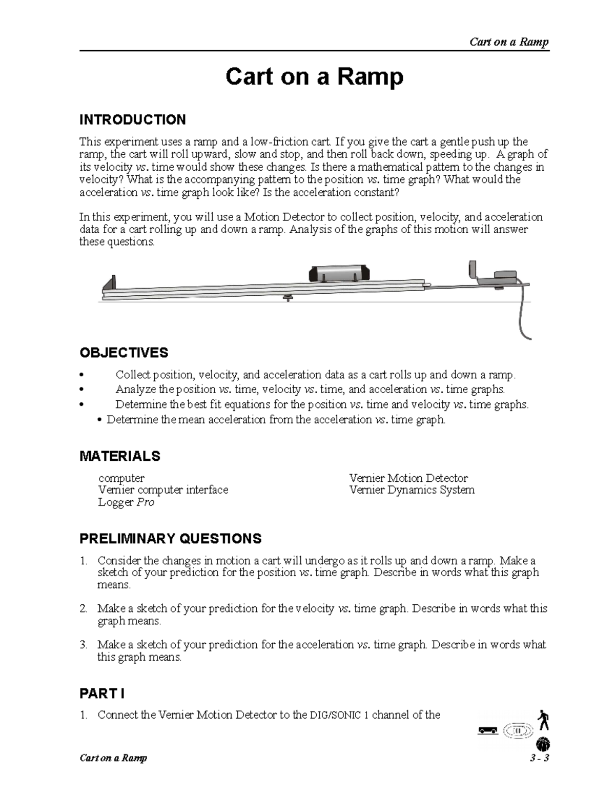 03 Cart on a Ramp lab Cart on a Ramp Cart on a Ramp INTRODUCTION