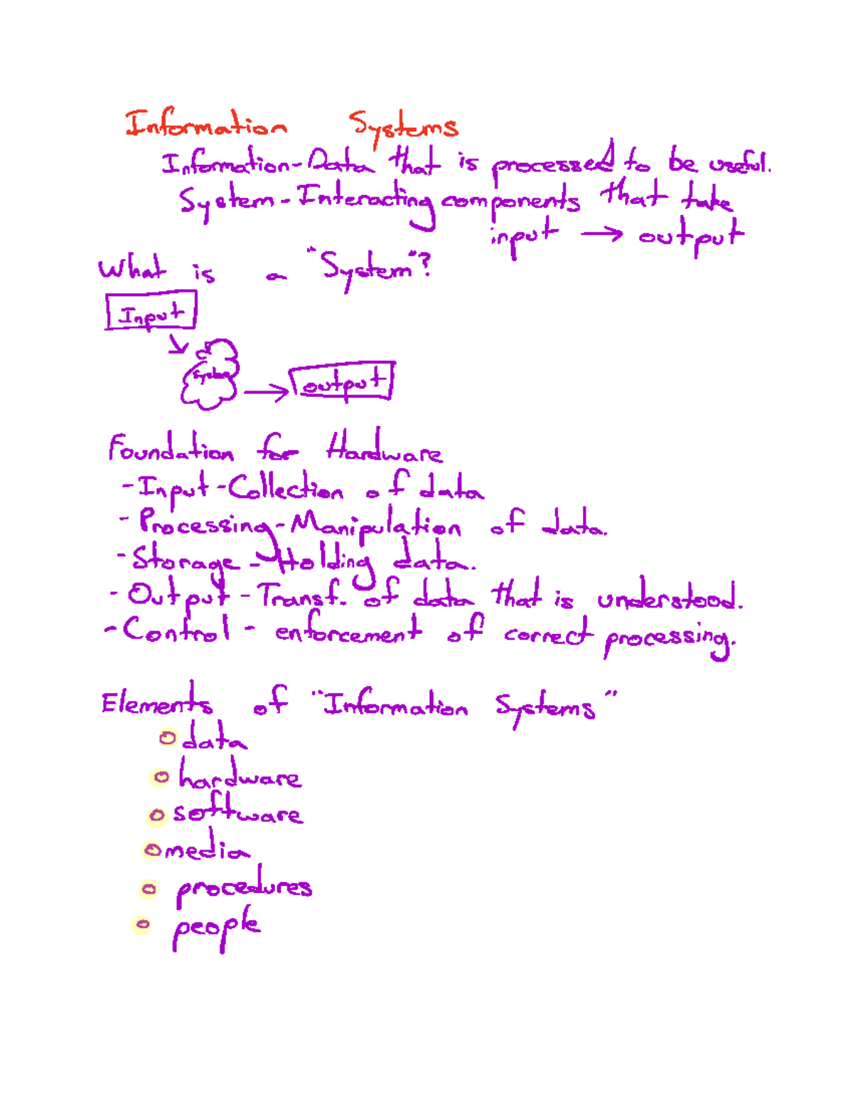 Section 3 Lecture - Information Systems Information Data that is ...