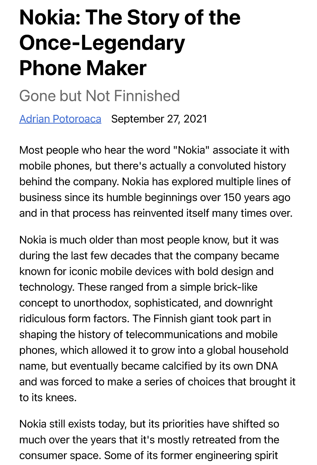 Nokia: The Story of the Once-Legendary Phone Maker