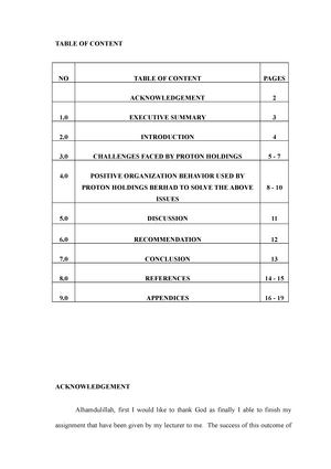 Mgt544 Individual Essay Proton Company Table Of Content No Table Of Content Pages Acknowledgement Studocu