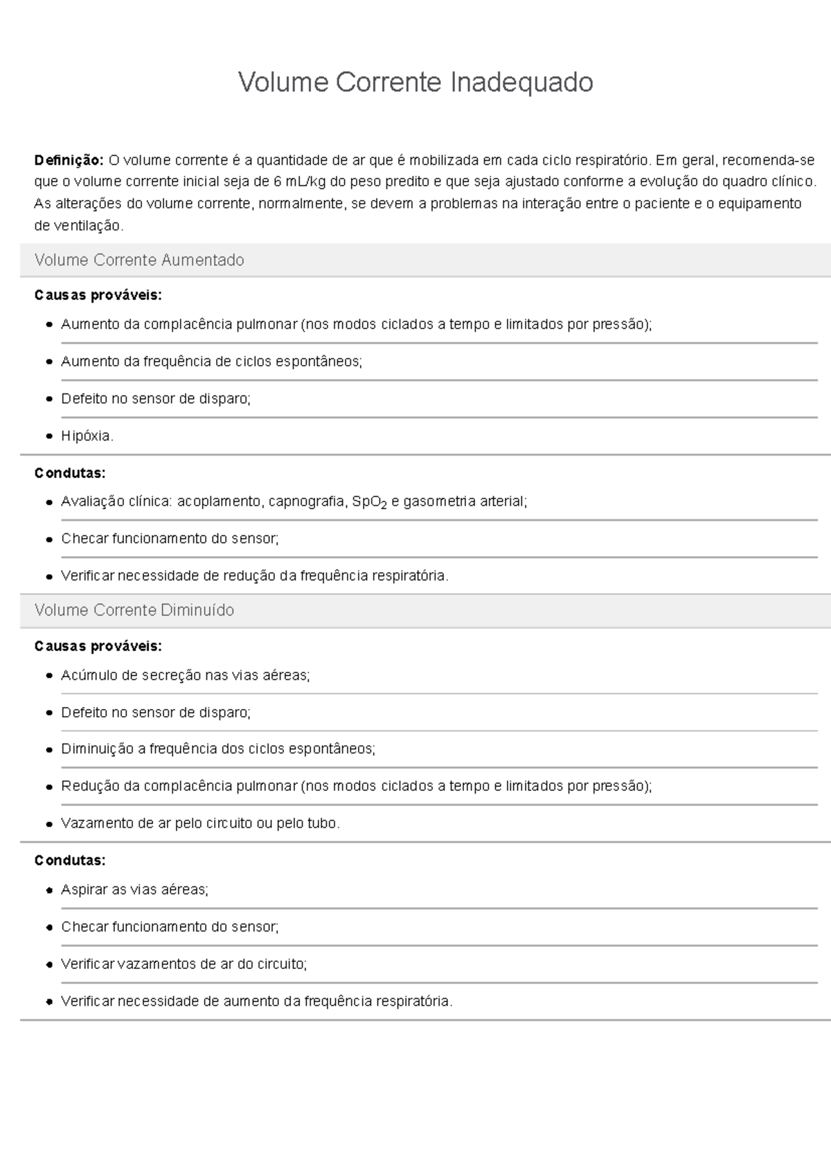 Volume Corrente Inadequado Volume Corrente Inadequado Definição O