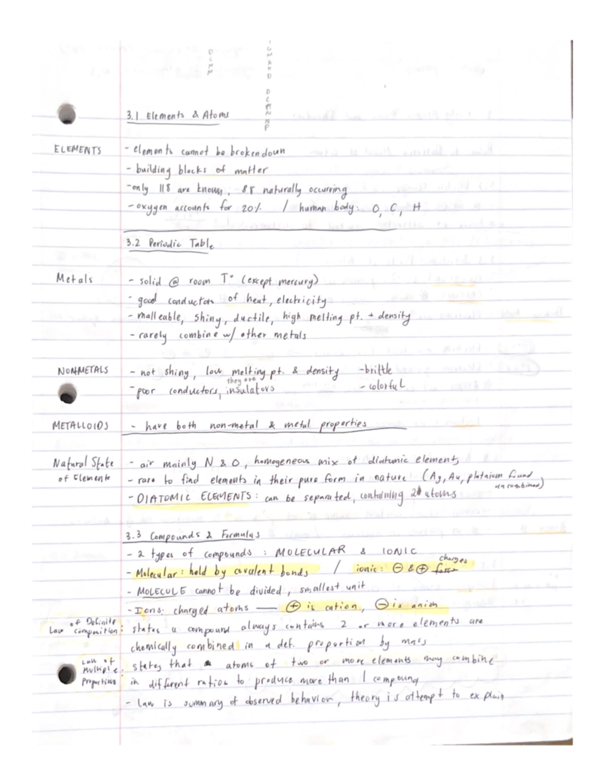 Elements and Types - Chemistry Prep - CHEM G110 - Studocu