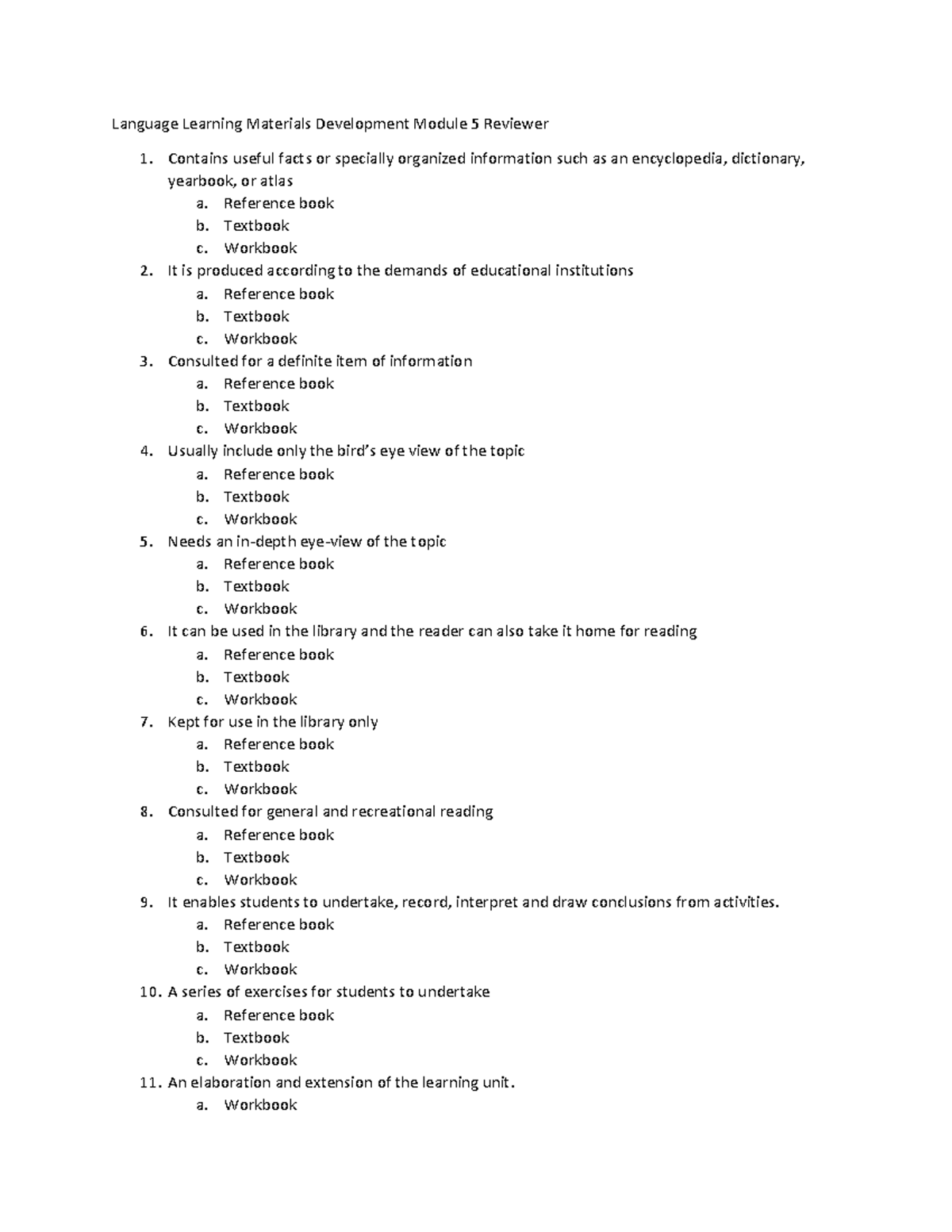 Language Learning Materials Development Module 5 Reviewer Reference