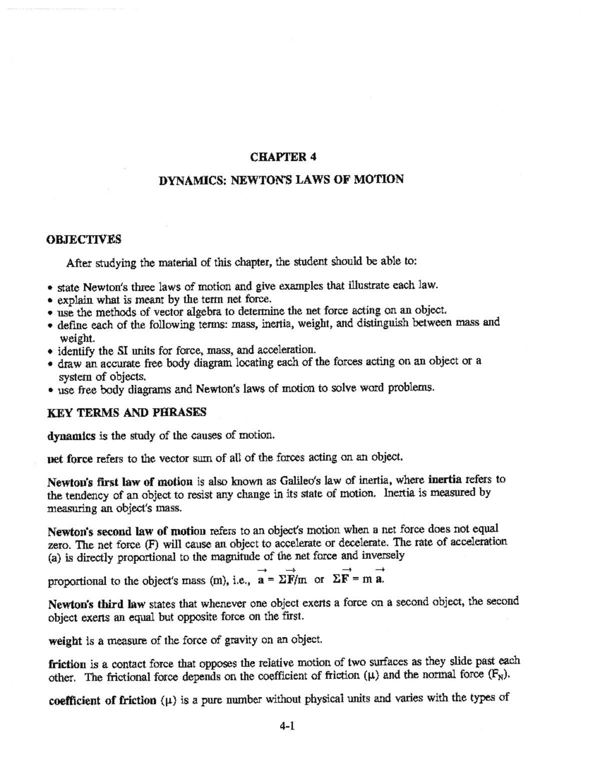 Ch 4 Dynamics Newton's Laws Of Motion - Introductory Physics - Studocu