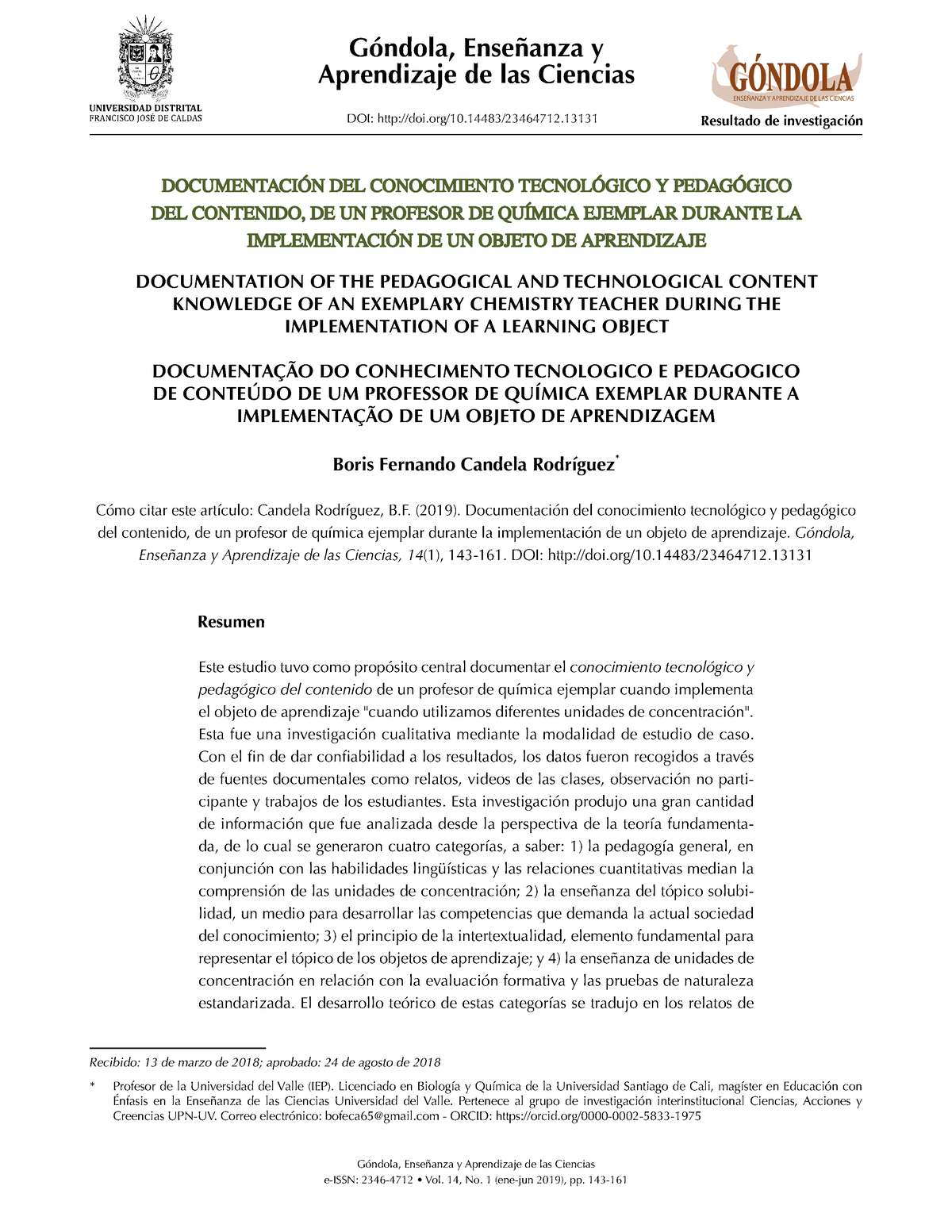 PDF) Góndola, Enseñanza y Aprendizaje de las Ciencias - A