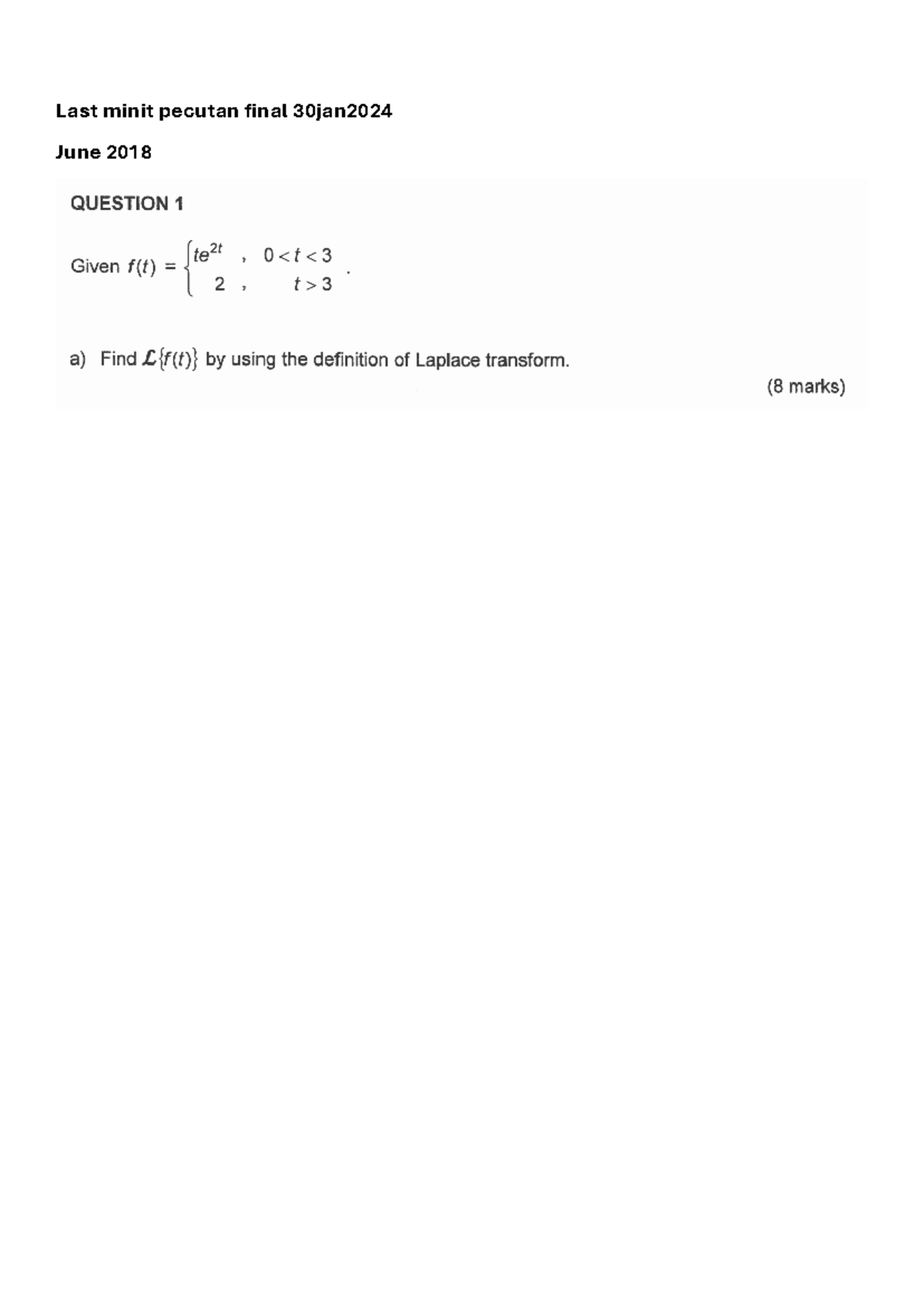 Last minit pecutan final 30jan2024 - fluid mechanics - X Y YCOS X YSINX ...