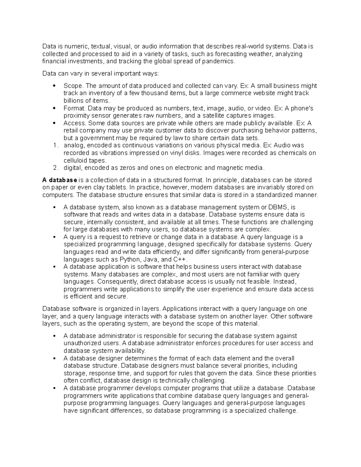 C175 Data Management Unit 1 - Data Is Numeric, Textual, Visual, Or ...