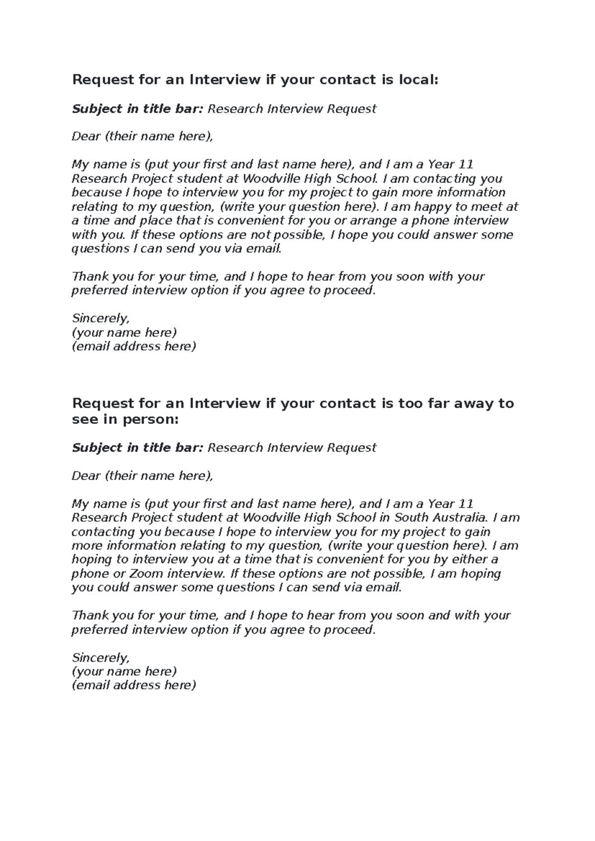 Introductory email examples - Request for an Interview if your contact ...