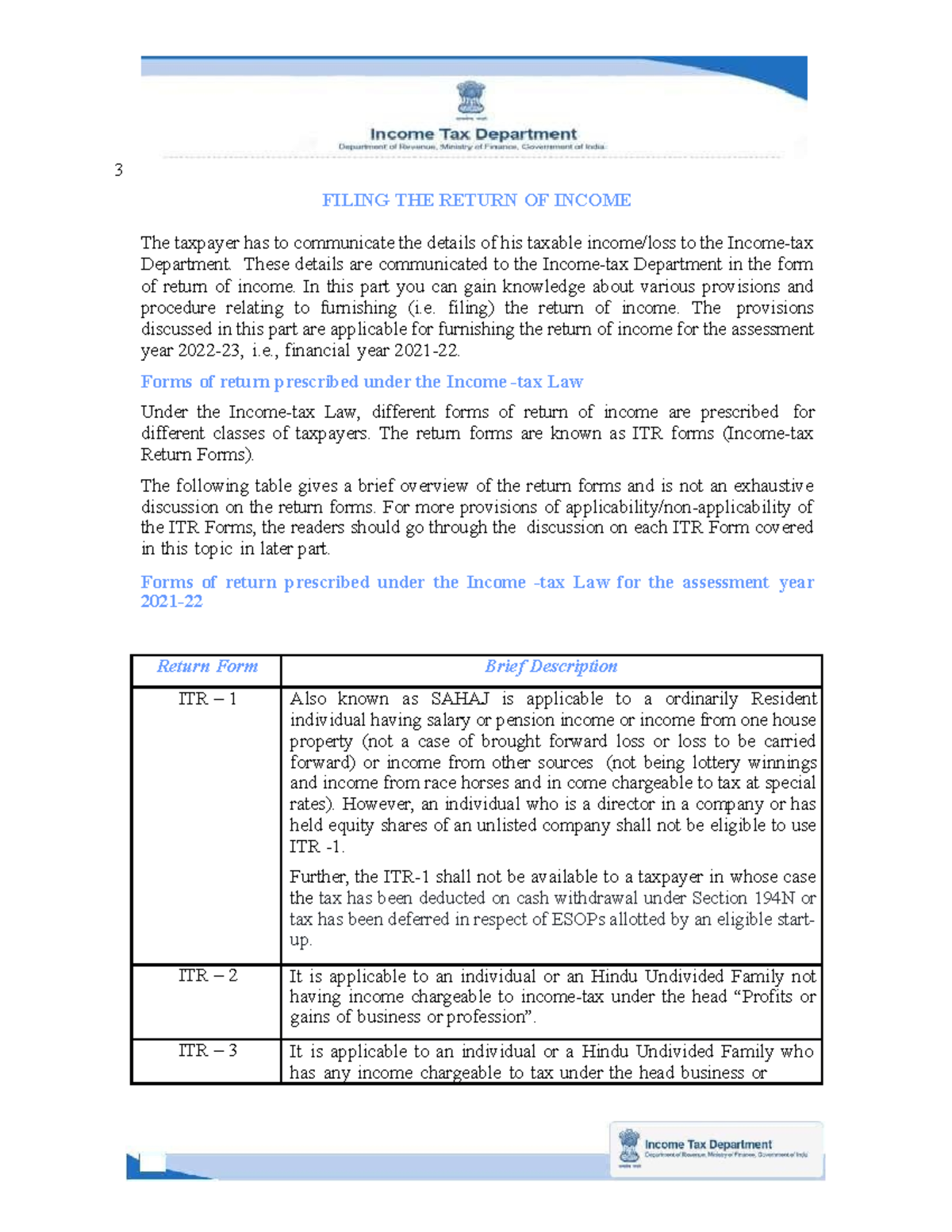 5filing of return of 3 FILING THE RETURN OF The