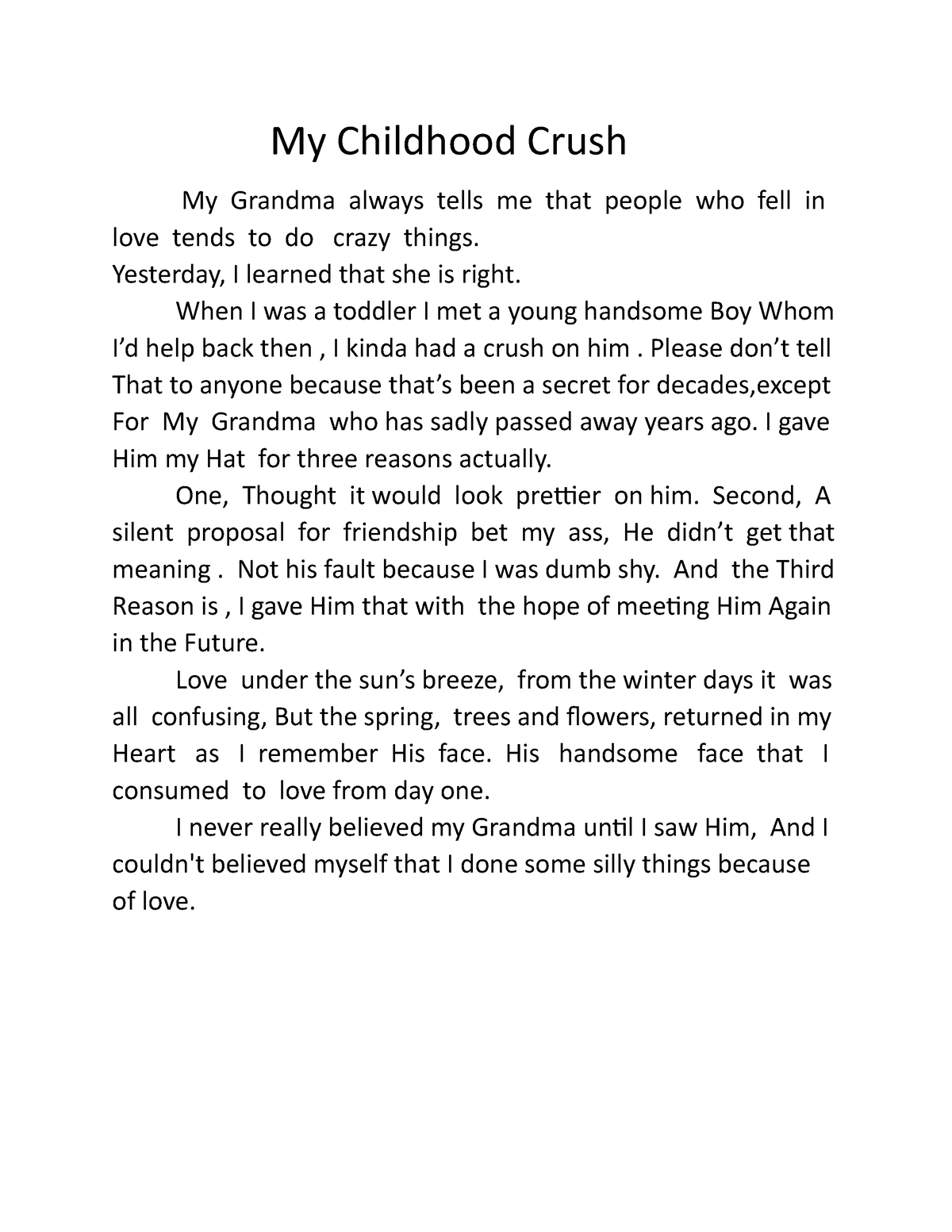 my childhood crush essay