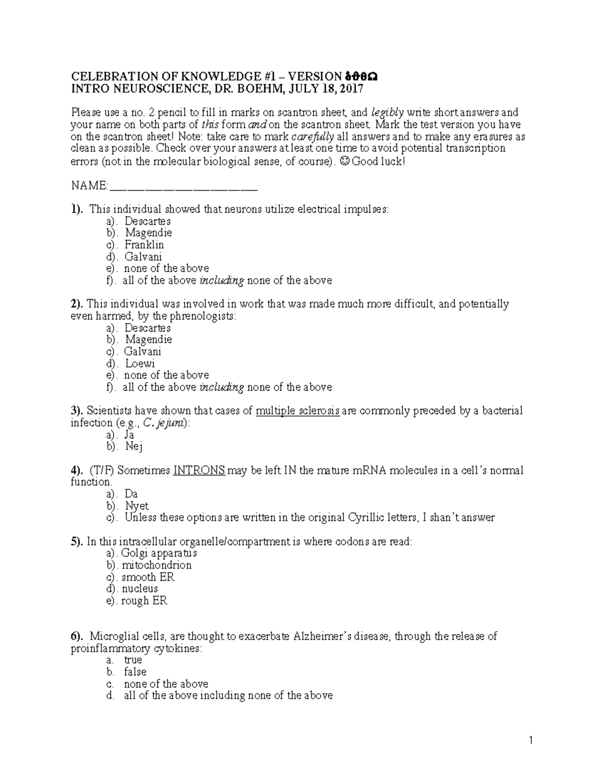 Exam1summer Physio 17- Practice Exam - Celebration Of Knowledge #1 