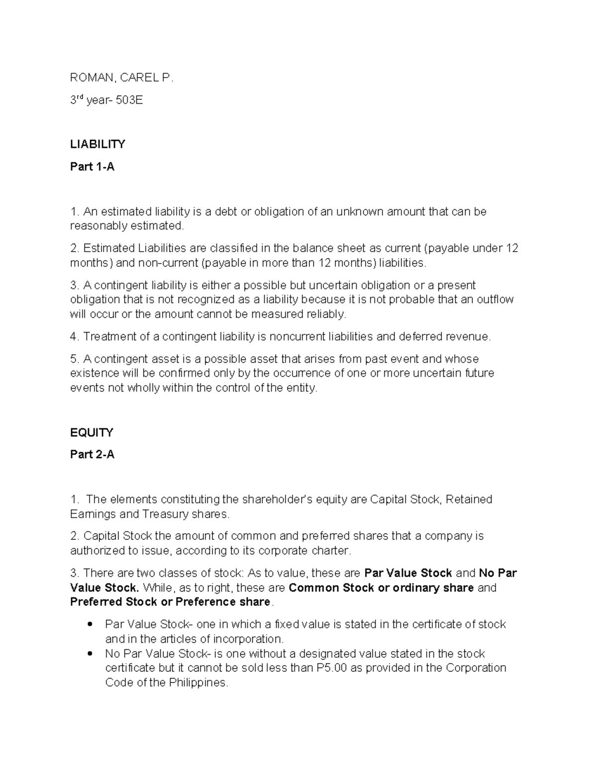 INTERMEDIATE ACCOUNTING 1 MIDTERMS - ROMAN, CAREL P. 3 rd year- 503E ...