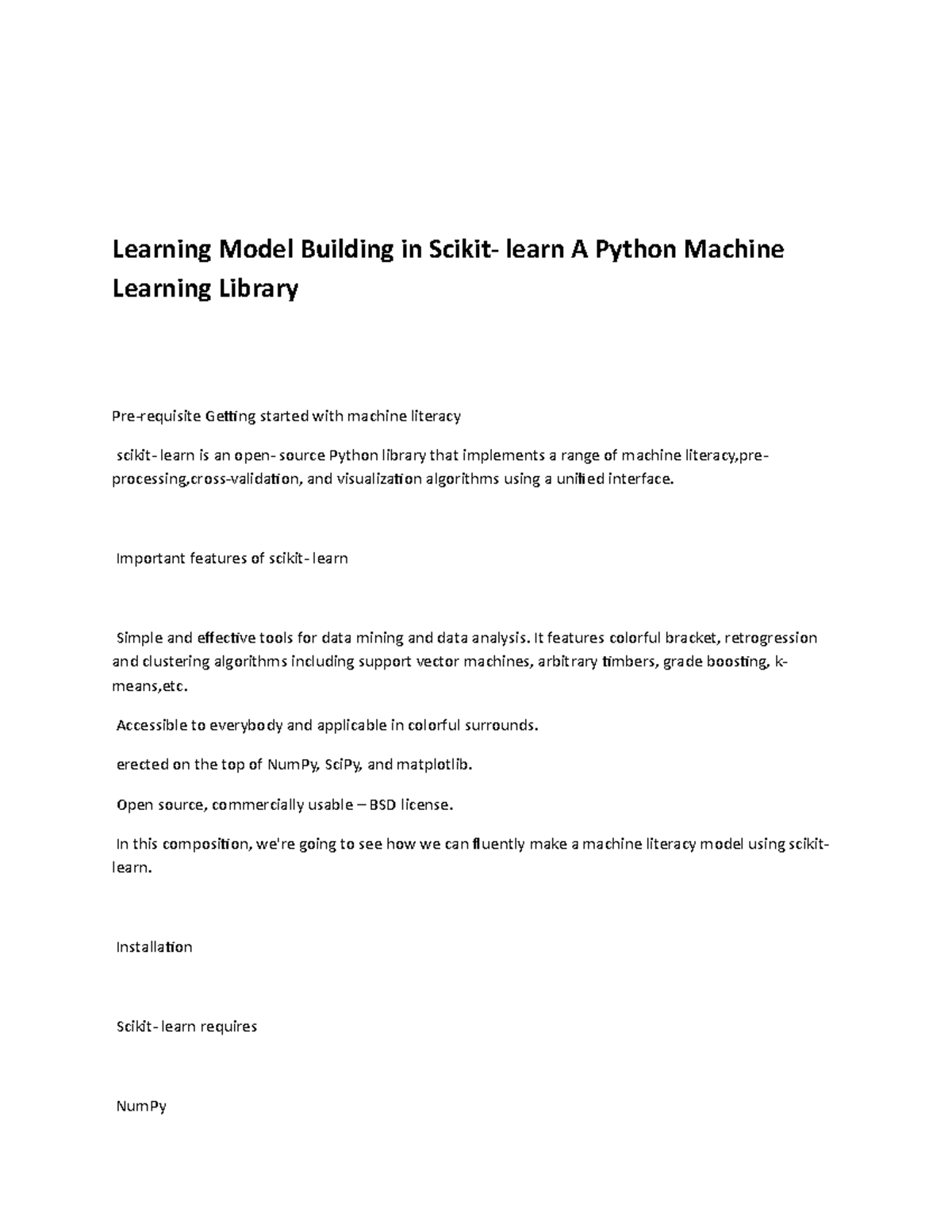 Learning Model Building in Scikit- learn A Python Machine Learning ...