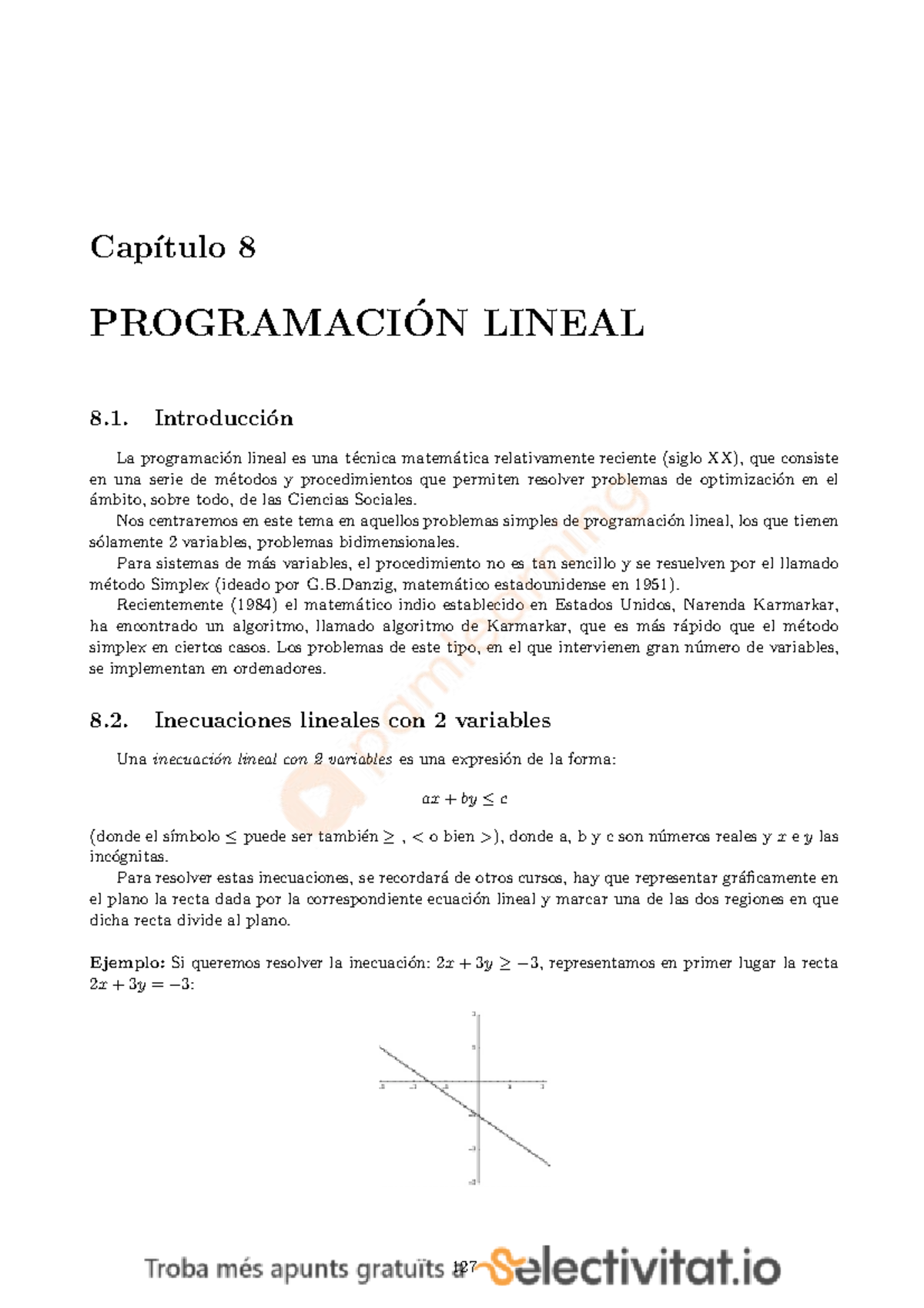 1.1 Programació Lineal Ü - Cap ́ıtulo 8 PROGRAMACI ́ON LINEAL 8 ...