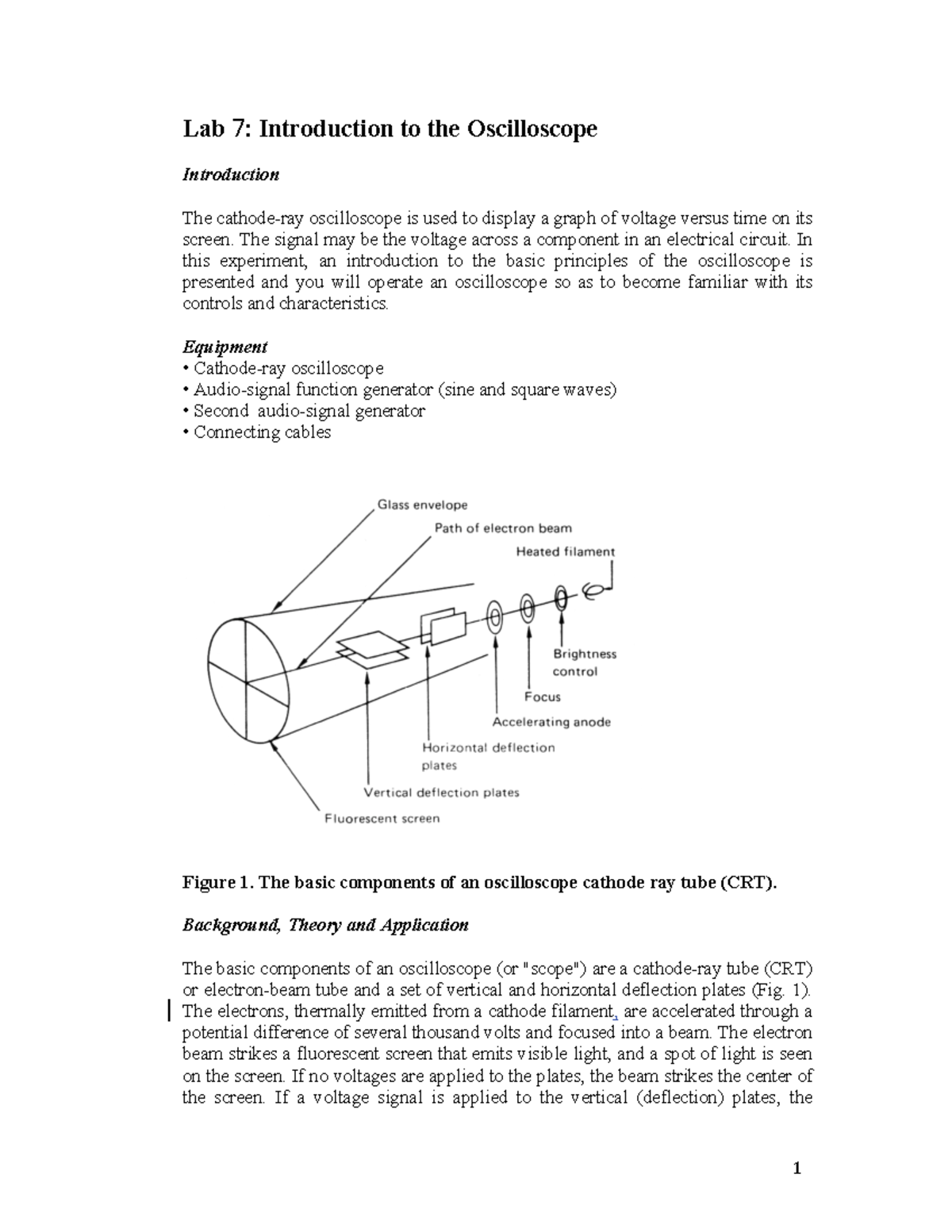 Lab 7 Introduction To The Oscilloscope - Lab : Introduction To The ...