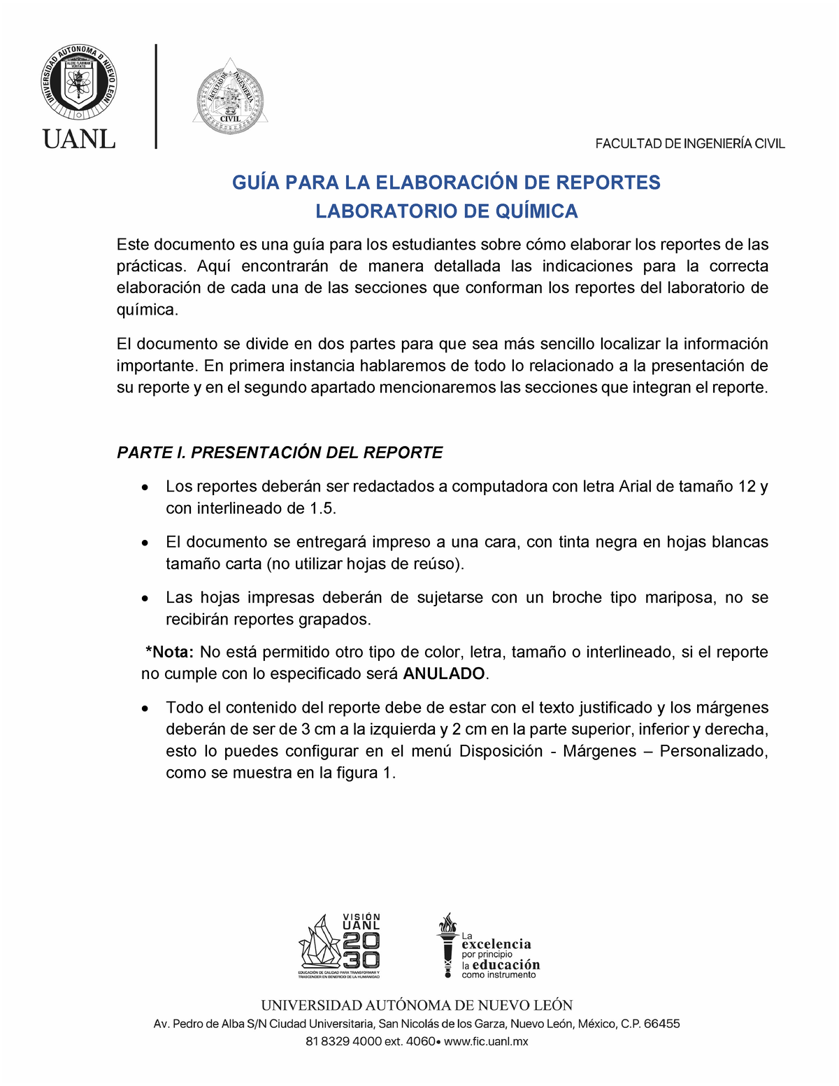 Elaboración De Reportes Lab Química Ago Dic 2023 GuÍa Para La