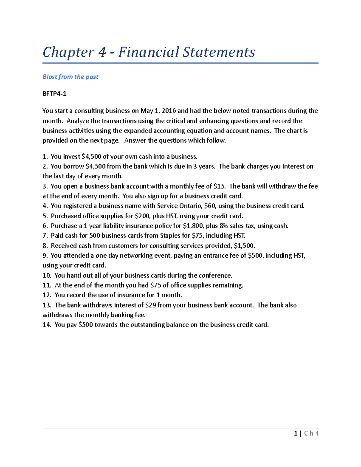 Chapter 4 - Financial Statements - Student Copy - Chapter 4 - Financial ...