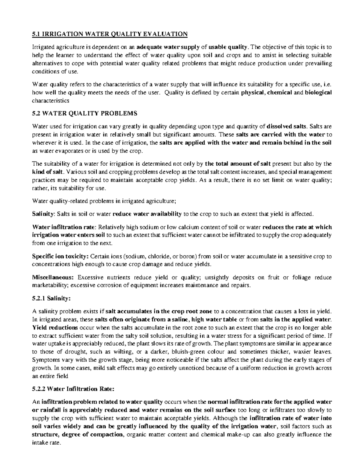 Lesson 5 Irrigation Water Quality Evaluation - 5 IRRIGATION WATER ...