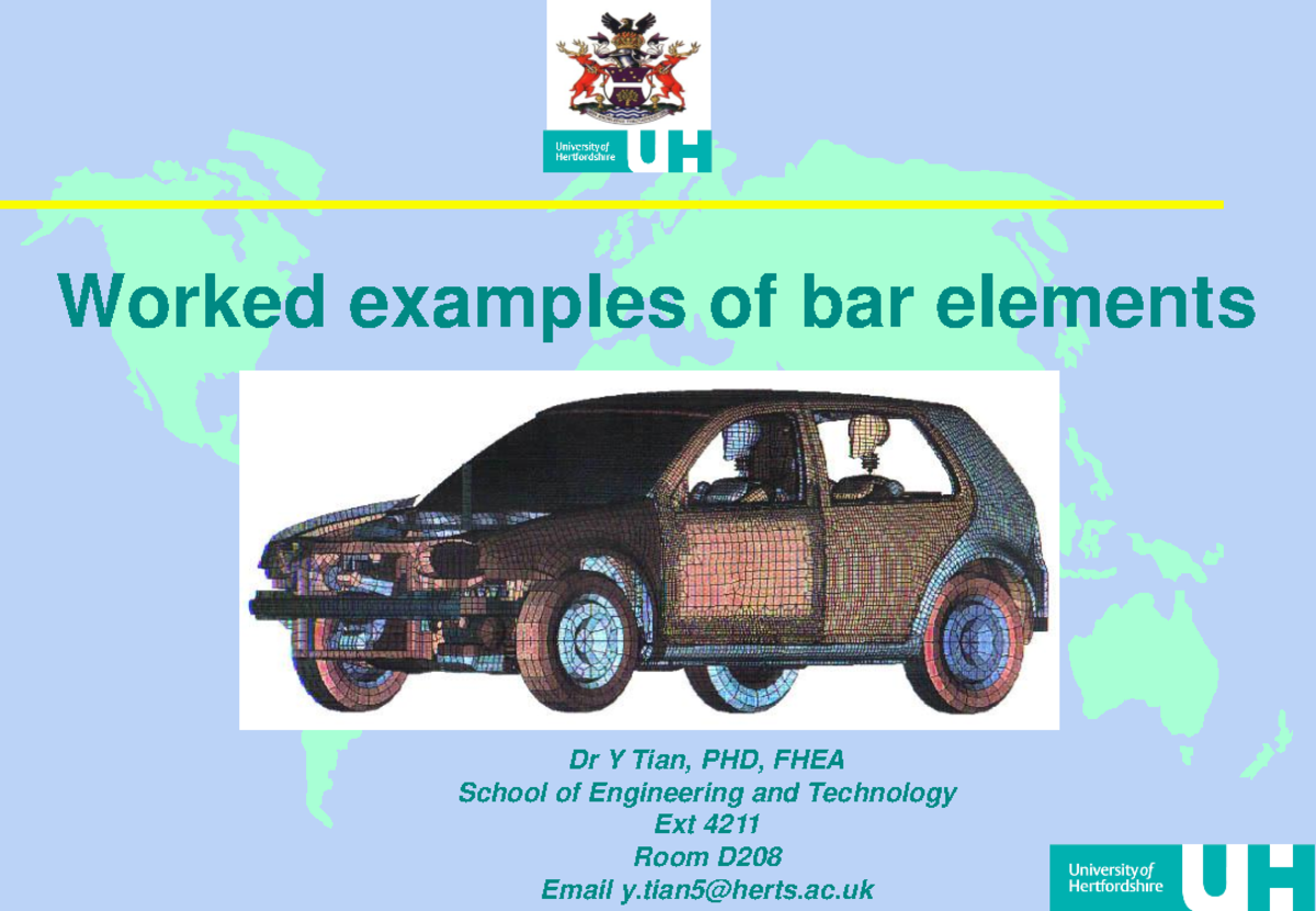 FEA2 Two worked examples of bar elements Worked examples of bar