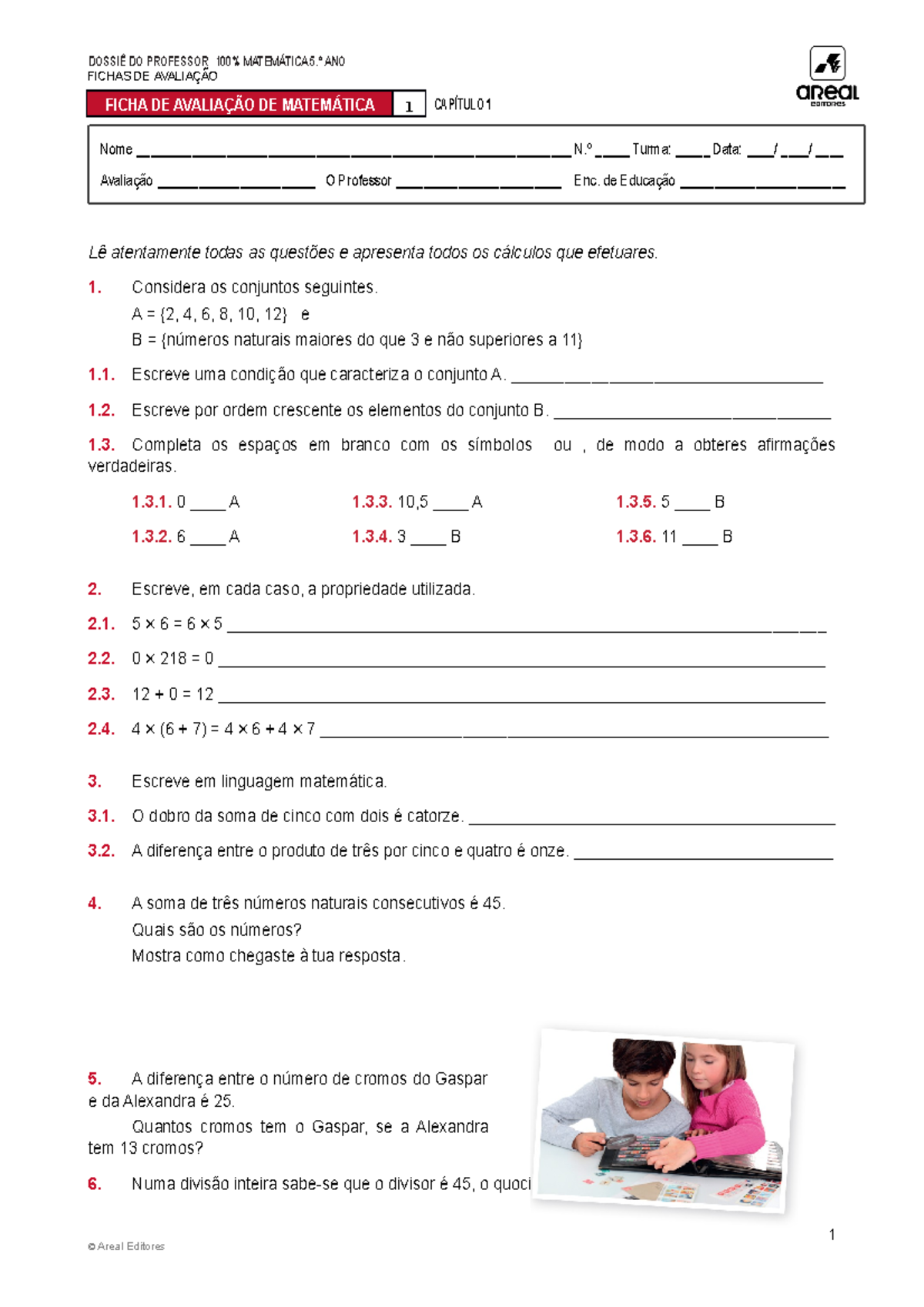 Ae 100 mat5 ava fa 1 - ficha - FICHAS DE AVALIAÇÃO Lê atentamente todas ...