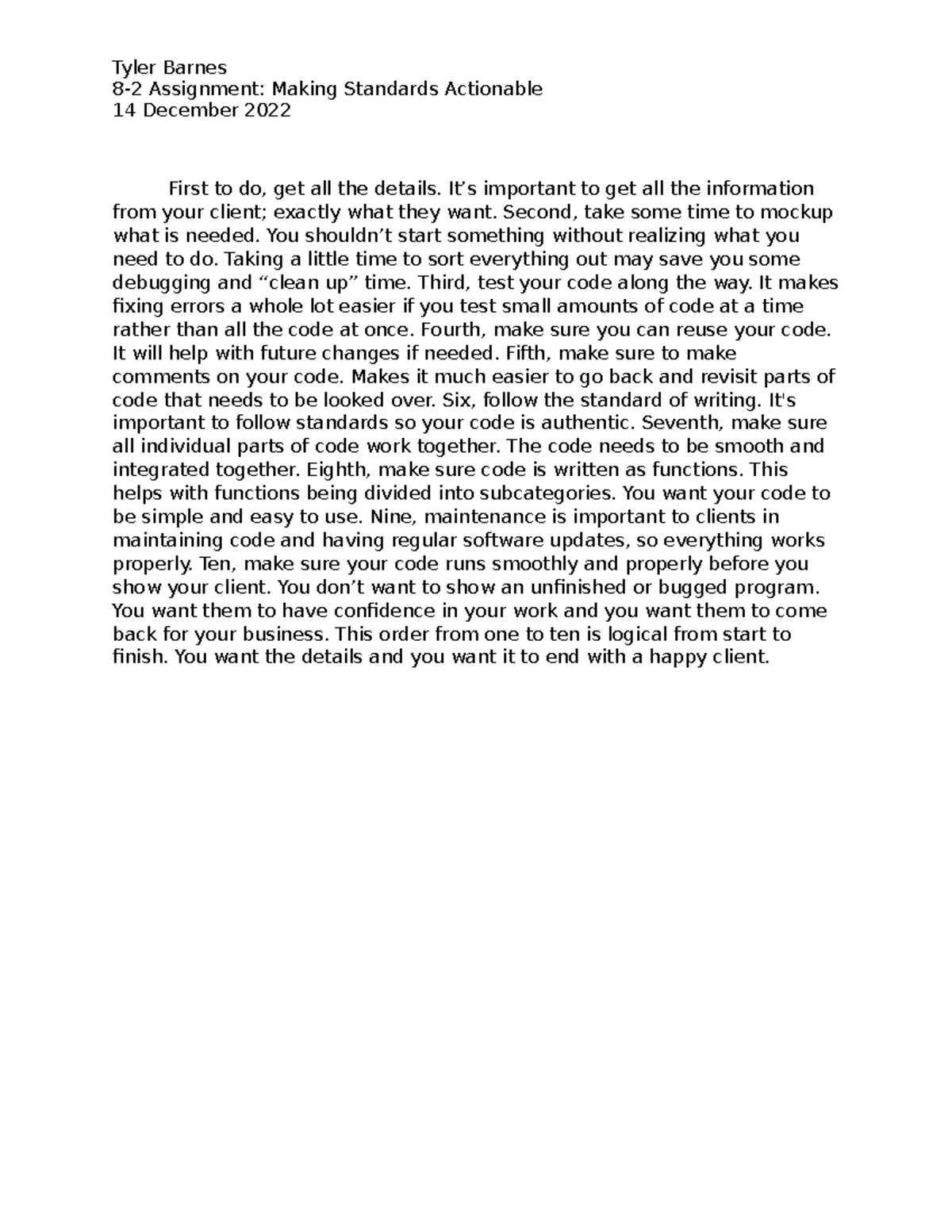 8-3 Assignment - Computer Science - Tyler Barnes 8-2 Assignment: Making ...