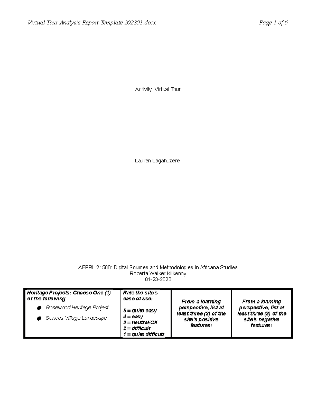 Virtual Tour Analysis Report Template 202301 - Activity: Virtual Tour ...
