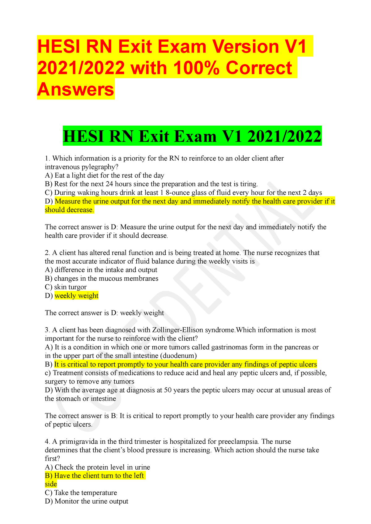 Hesirnexitexamv120212022 HESI RN Exit Exam Version V 2021/2022