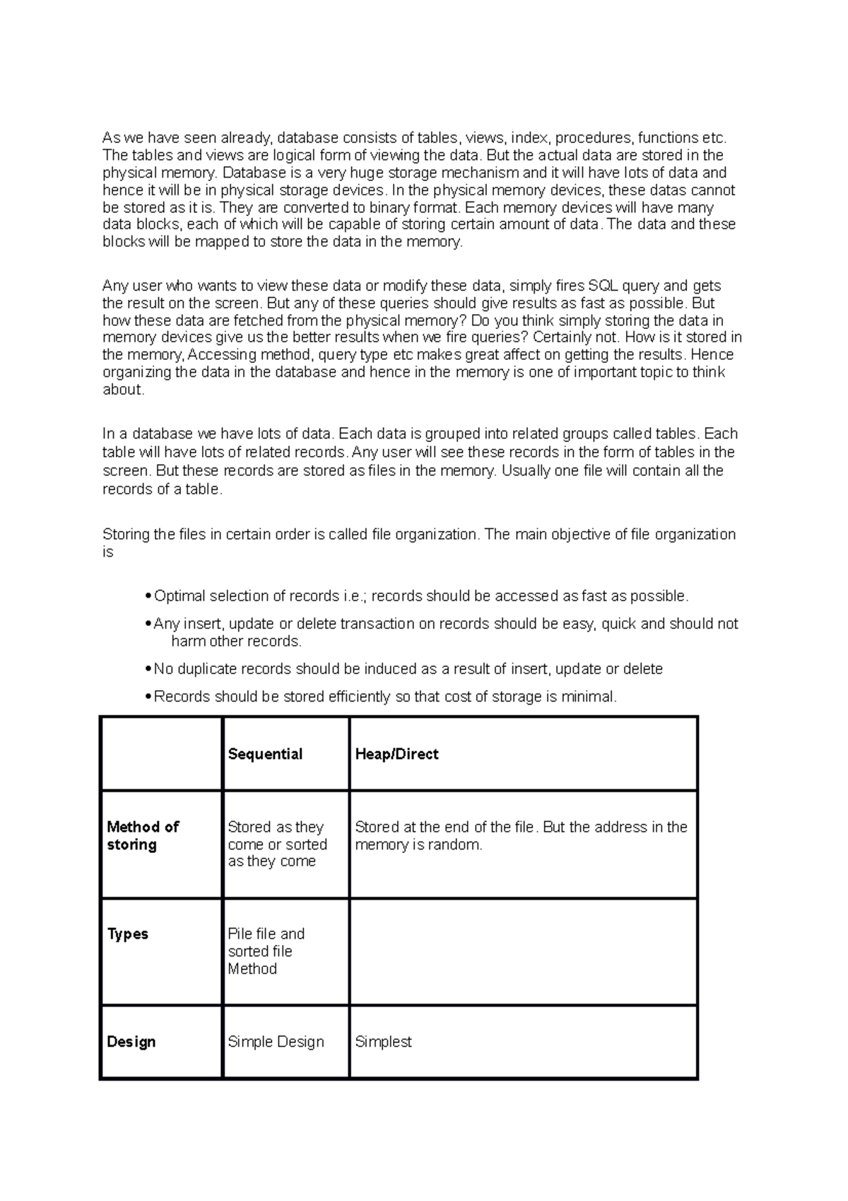 Data storage methods - As we have seen already, database consists of ...