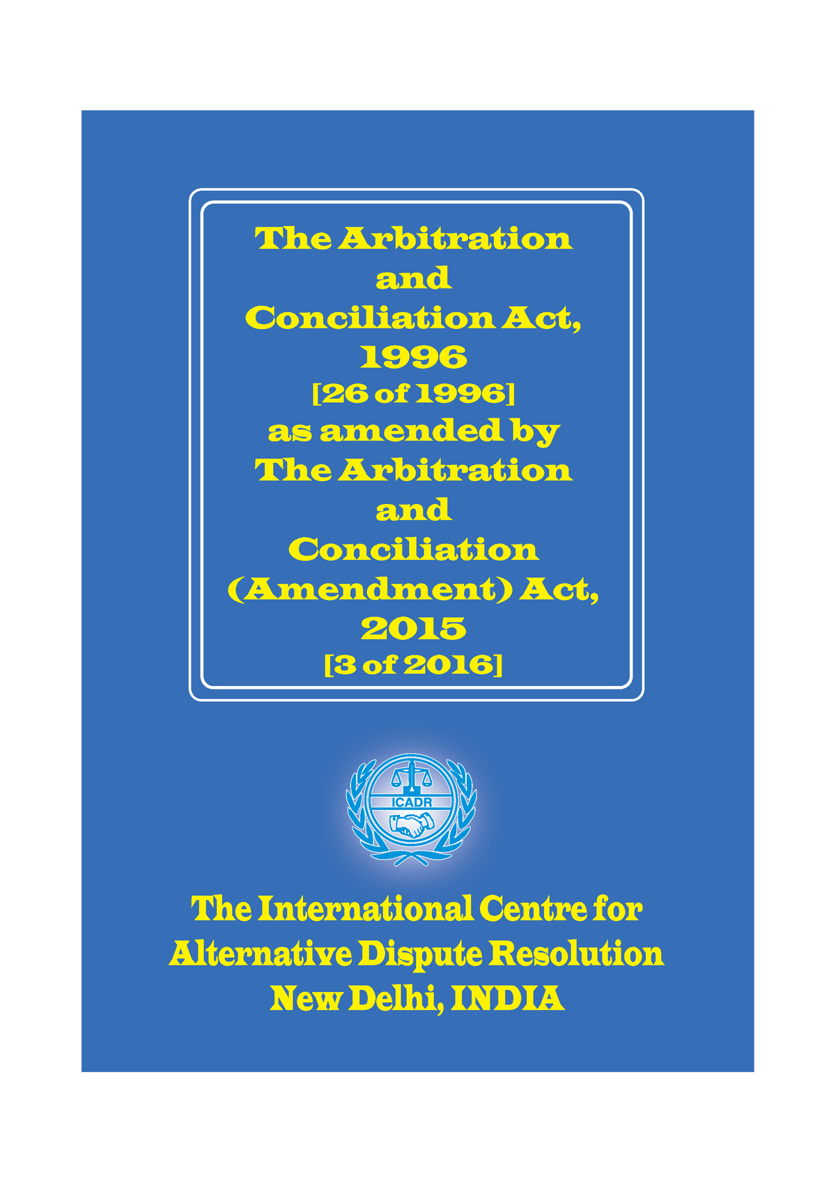 Conciliation 1 - The Arbitration And Conciliation Act, 1996 [26 Of 1996 ...