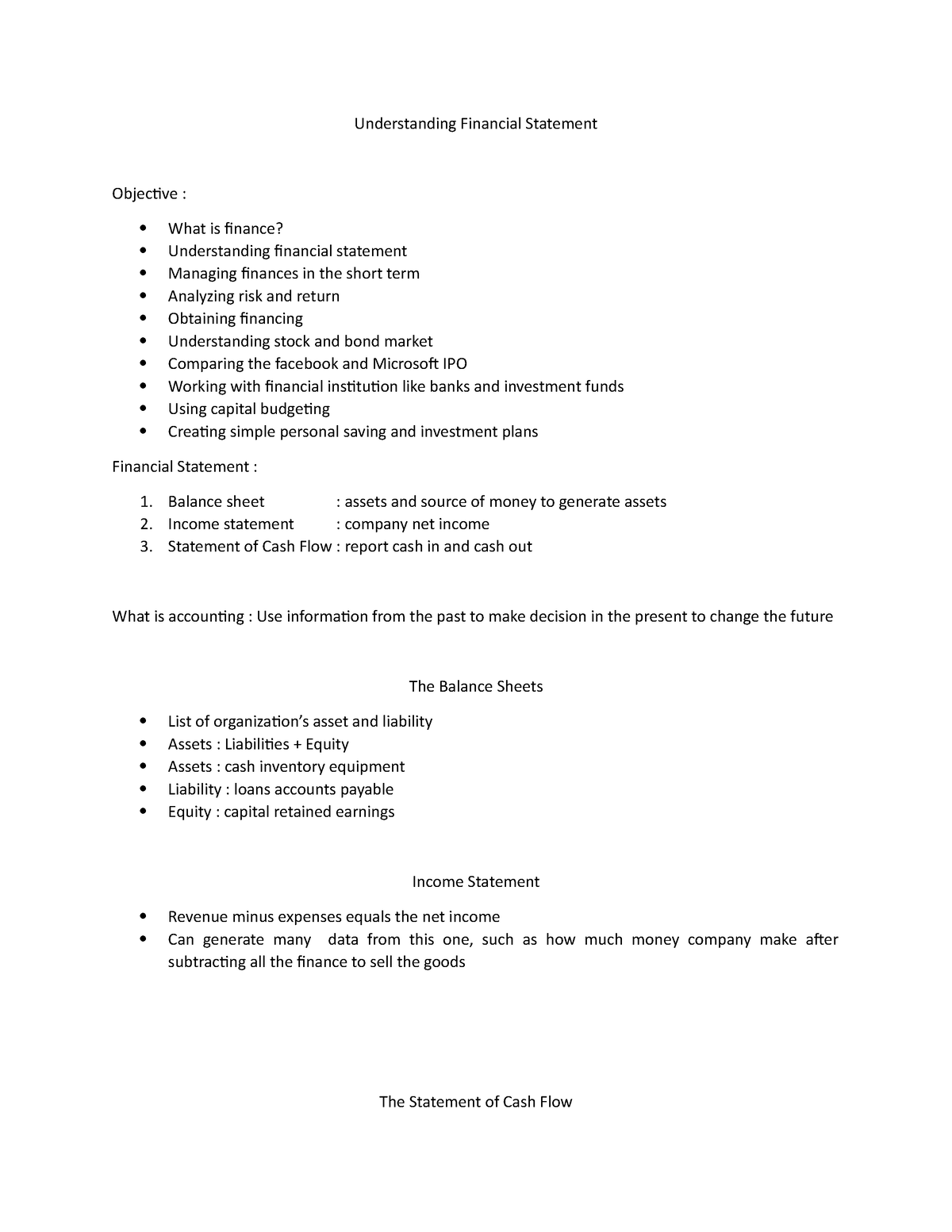 Introducing Financial Statement Understanding Financial Statement 