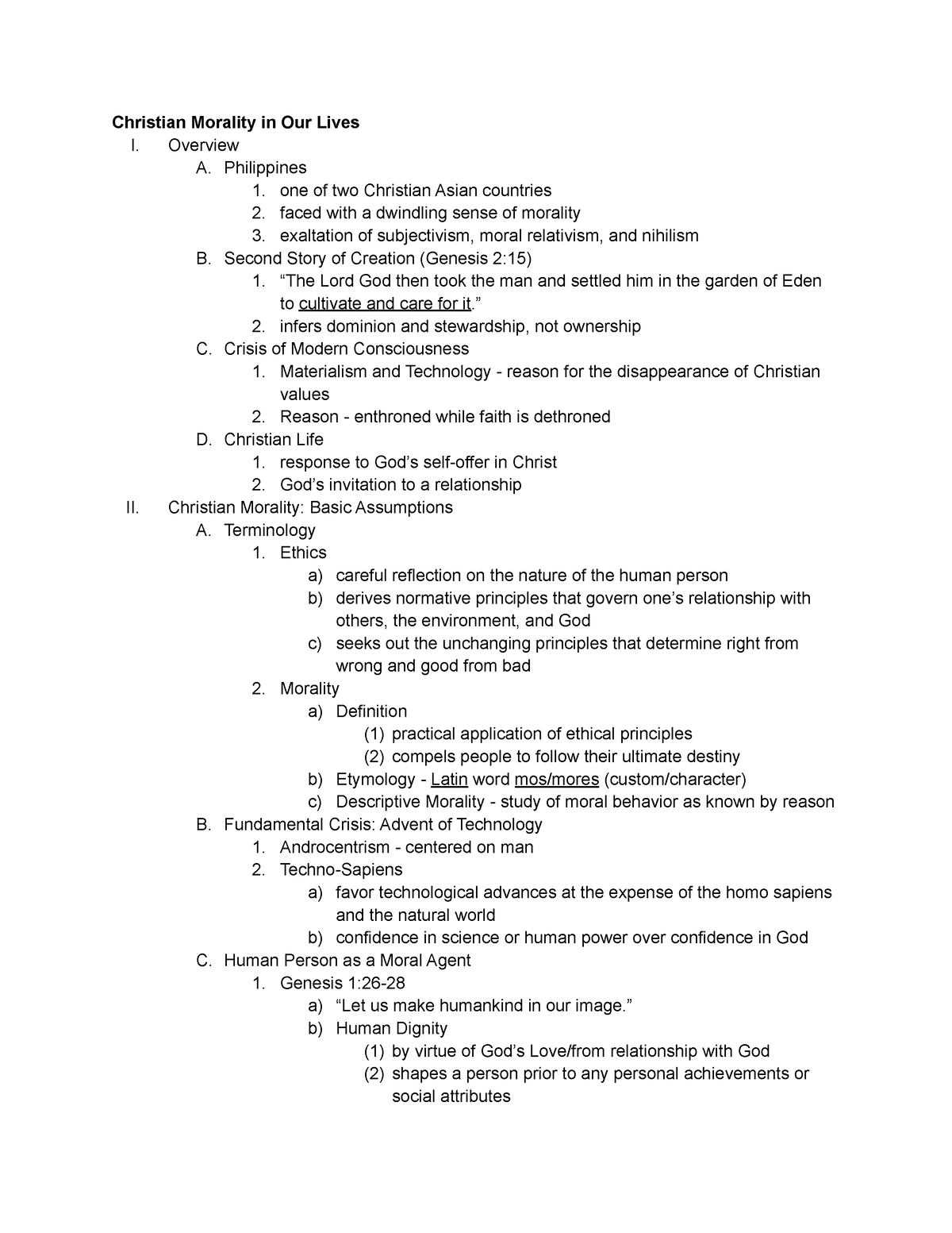 christian morality essay