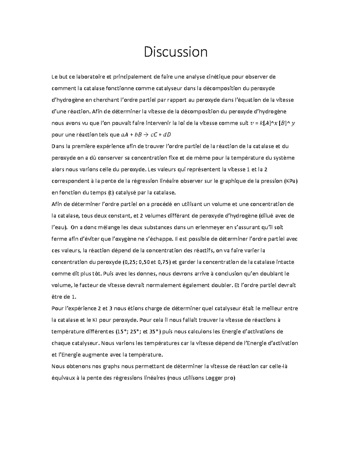 Discussion lab chm 1711 - Discussion Le but ce laboratoire et ...