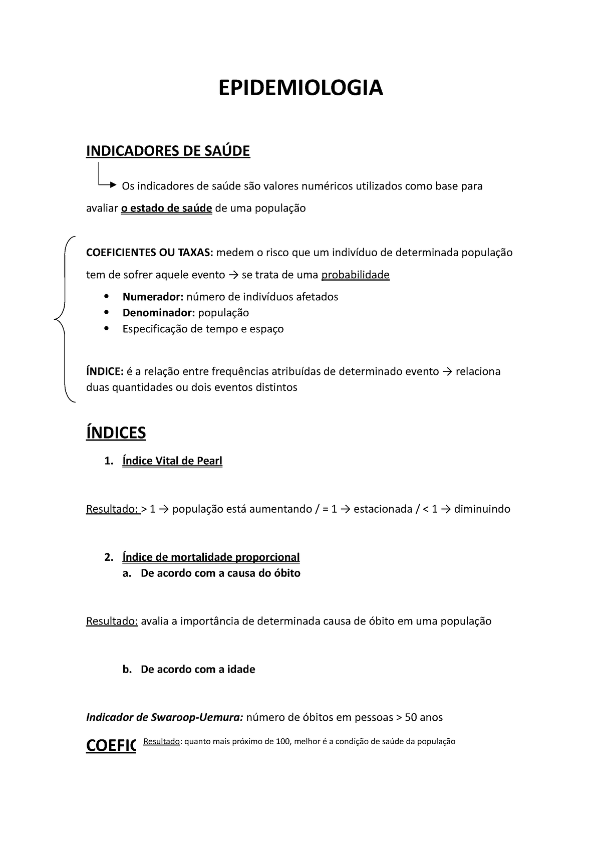 Epidemiologia Índices E Coeficientes Epidemiologia Indicadores De SaÚde Os Indicadores De 0638