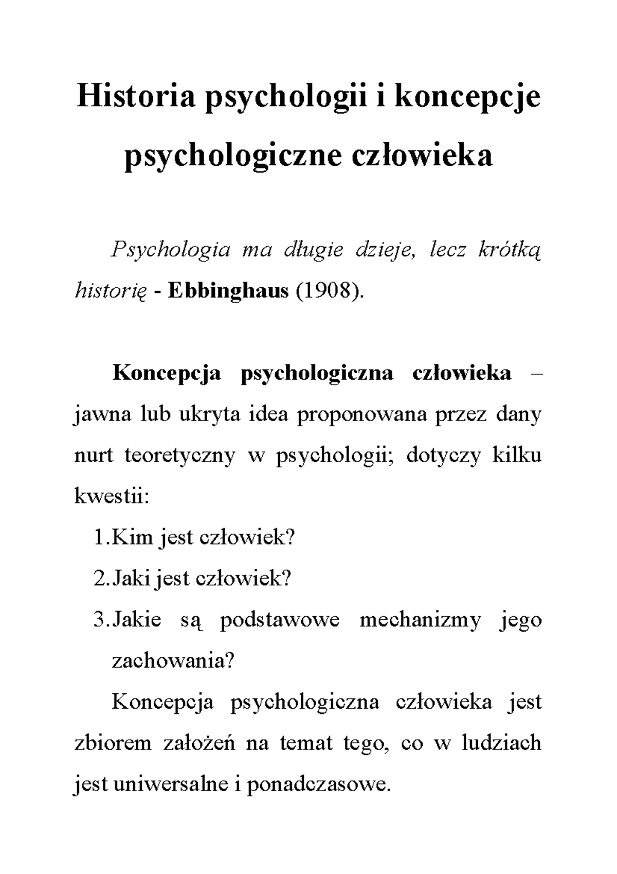 Strelau. Historia Psychologii - Historia psychologii i koncepcje