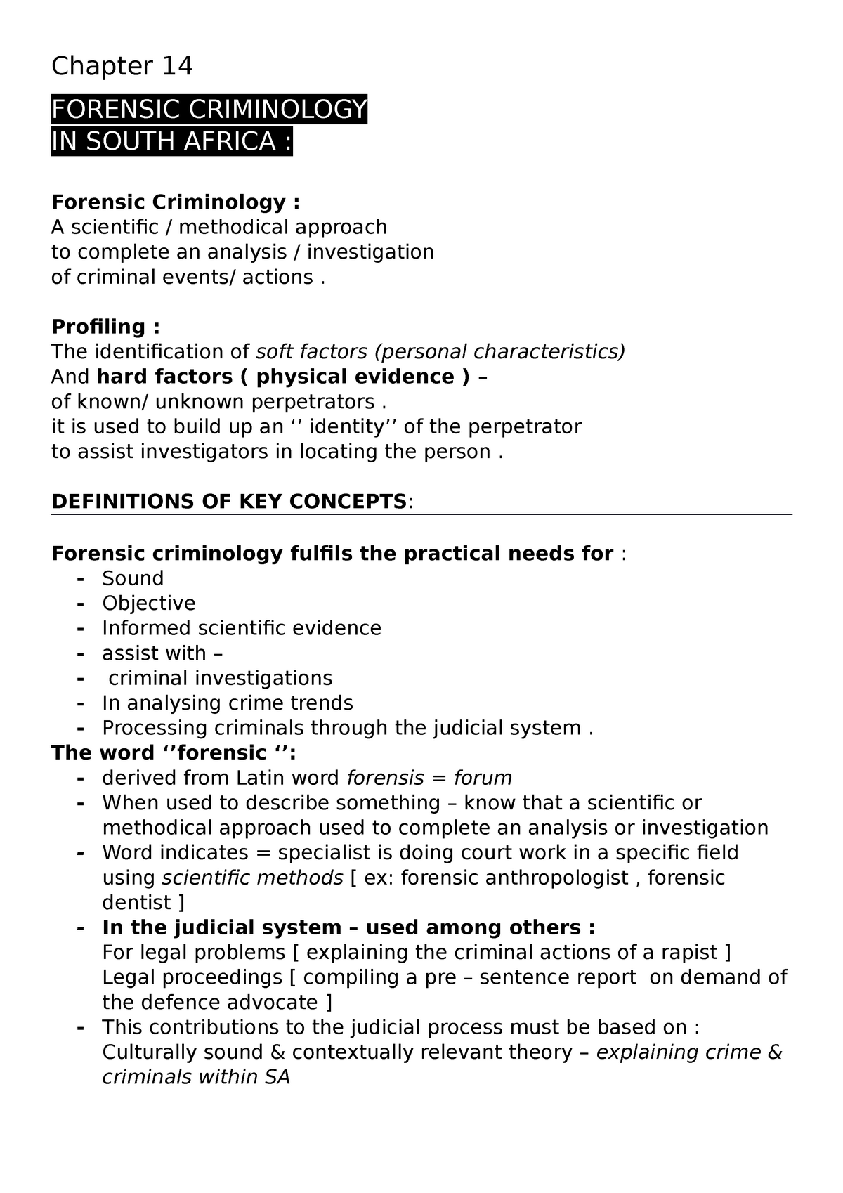 chapter-14-summary-criminology-chapter-14-forensic-criminology-in