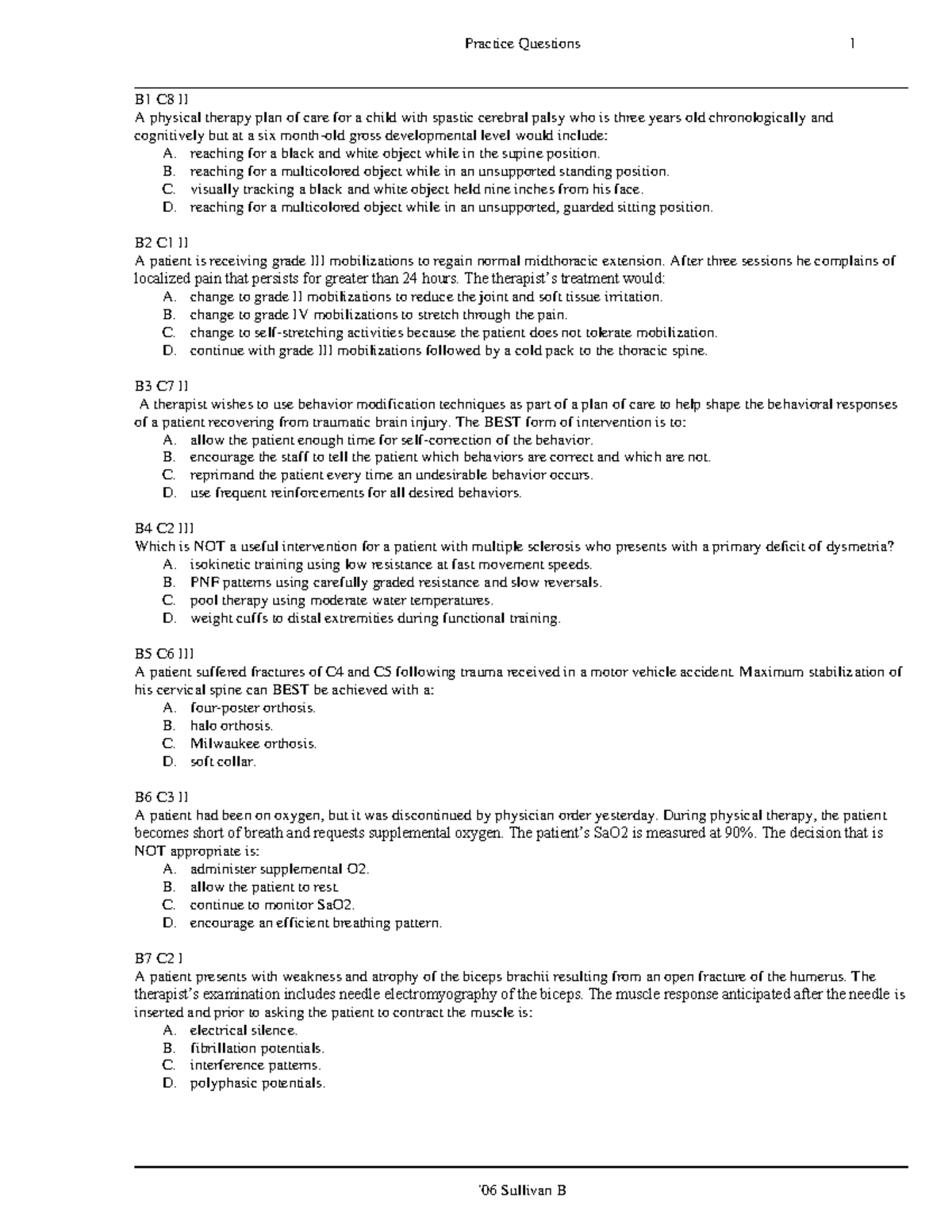 '06 Sullivan B - B1 C8 II A physical therapy plan of care for a child ...