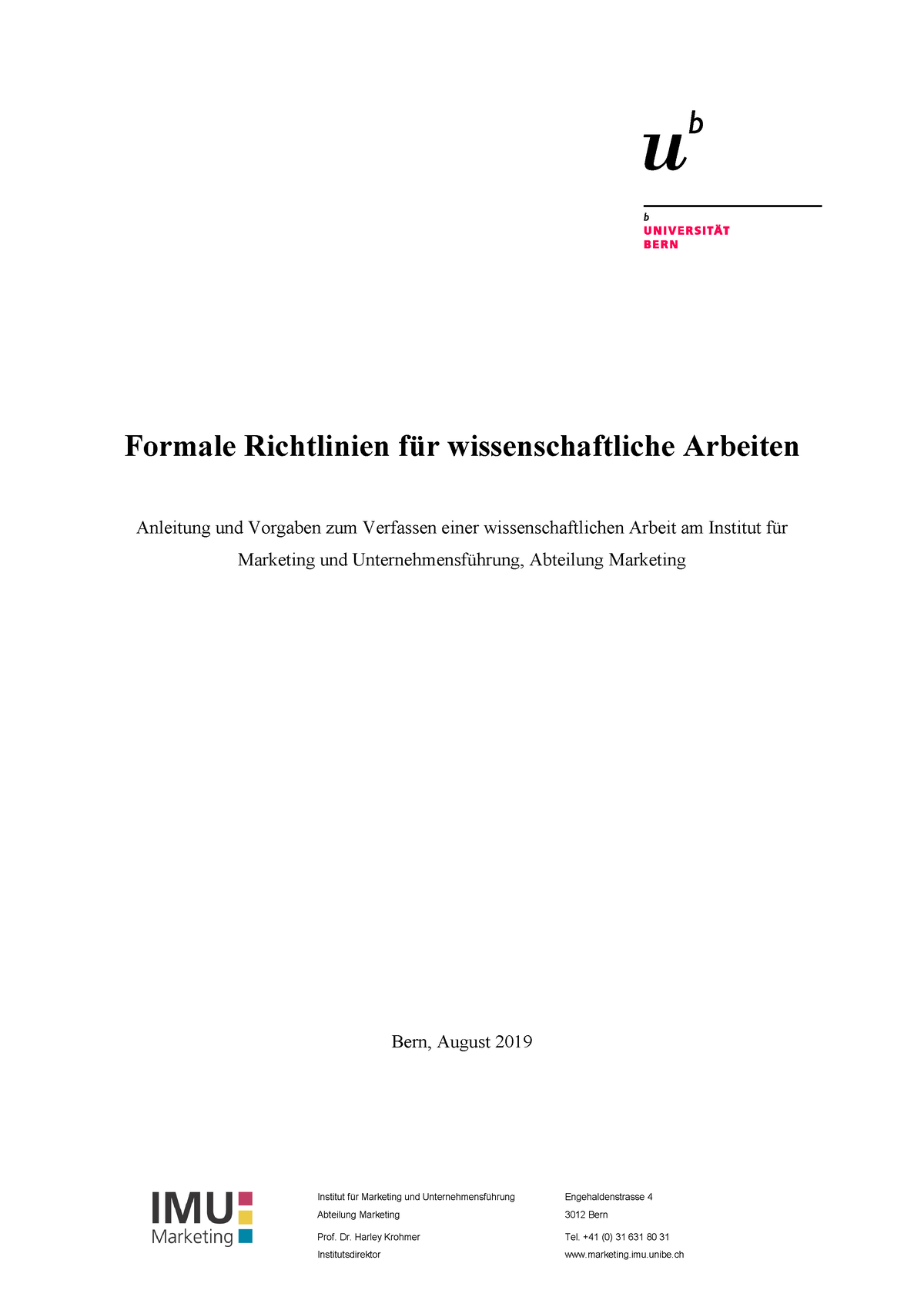 Formale Richtlinien Schriftliche Arbeiten - Institut Für Marketing Und ...