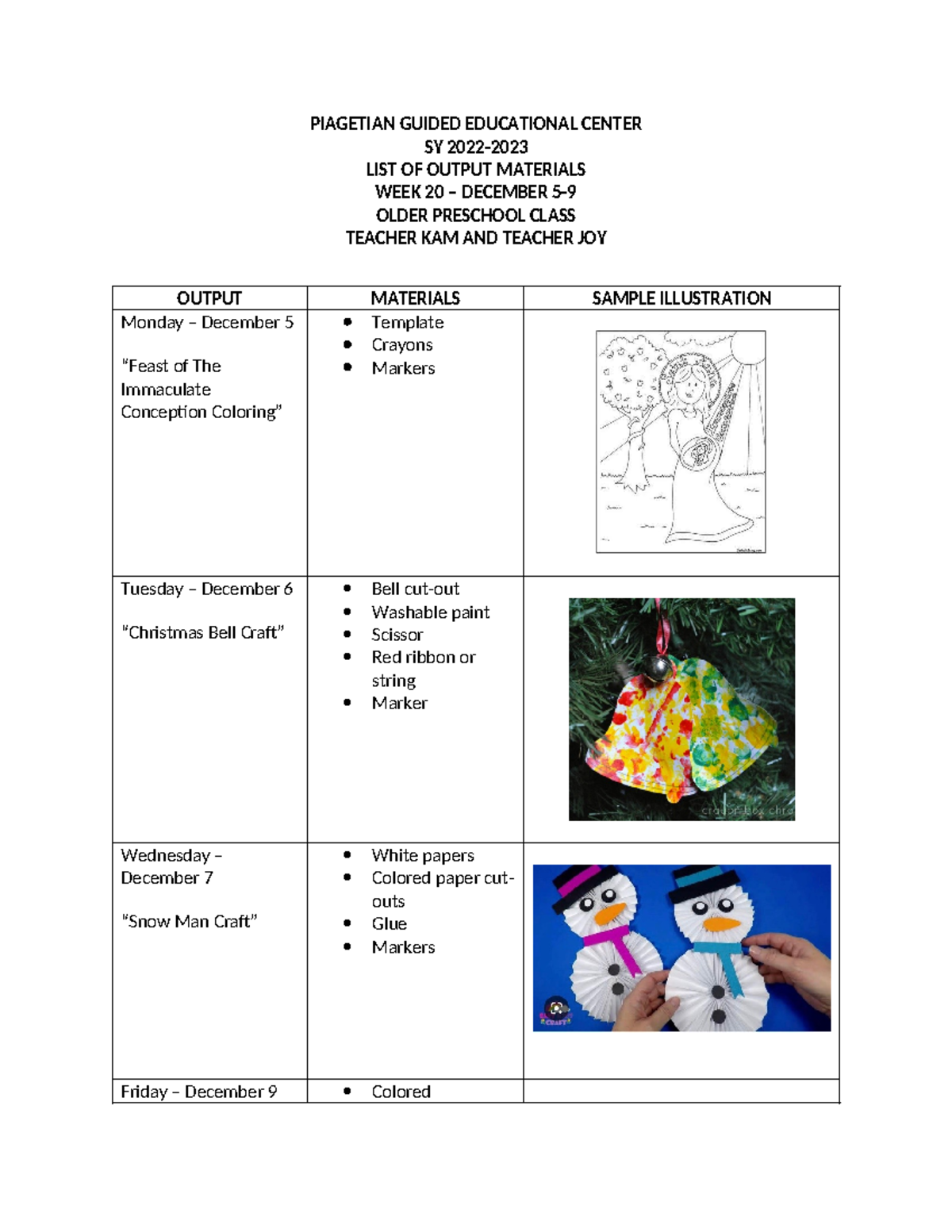 Christmas Outputs - Final - PIAGETIAN GUIDED EDUCATIONAL CENTER SY 2022 ...
